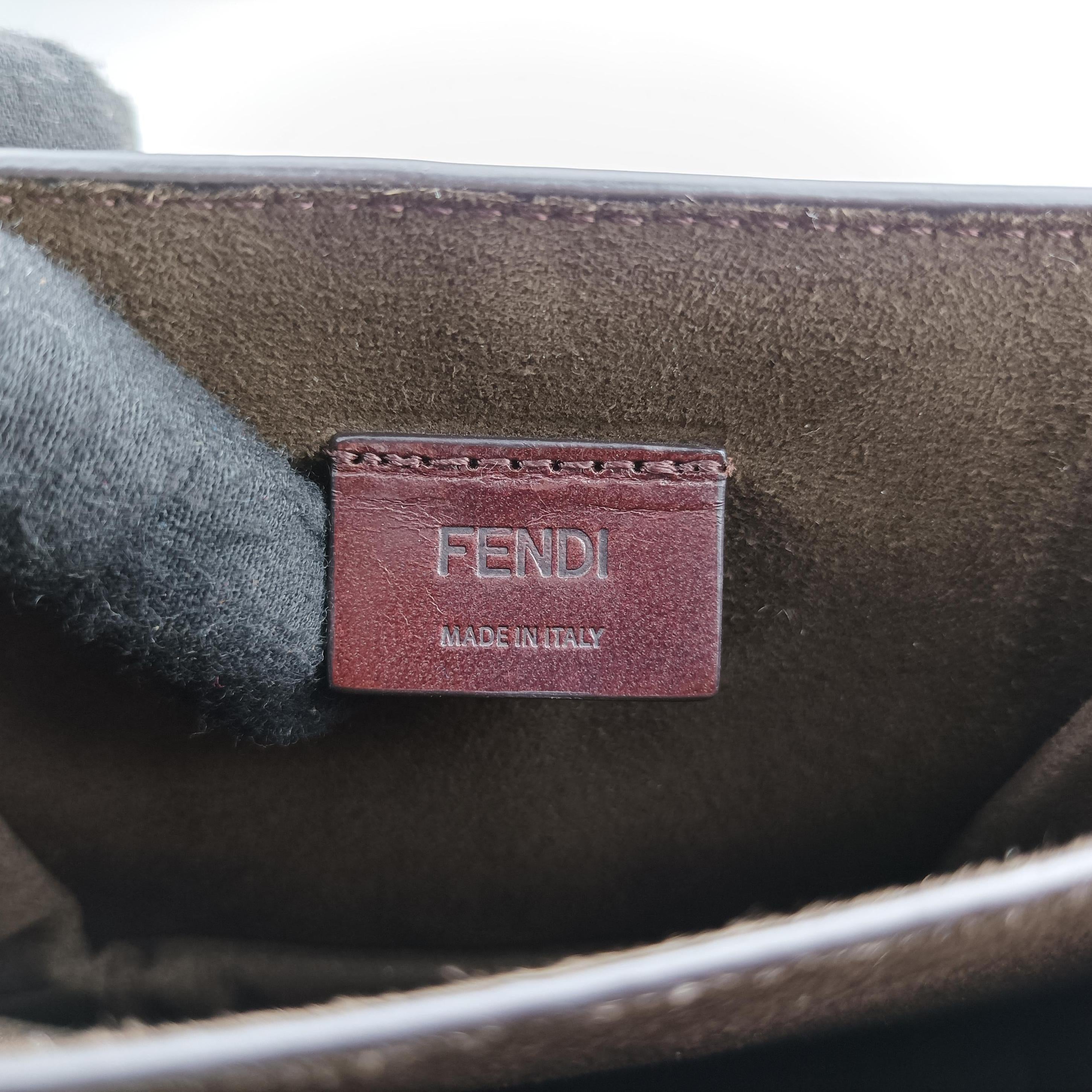 Pre-owned Fendi Karligraphy Brown Patent 8BT317 shoulderbag | stylenewstar