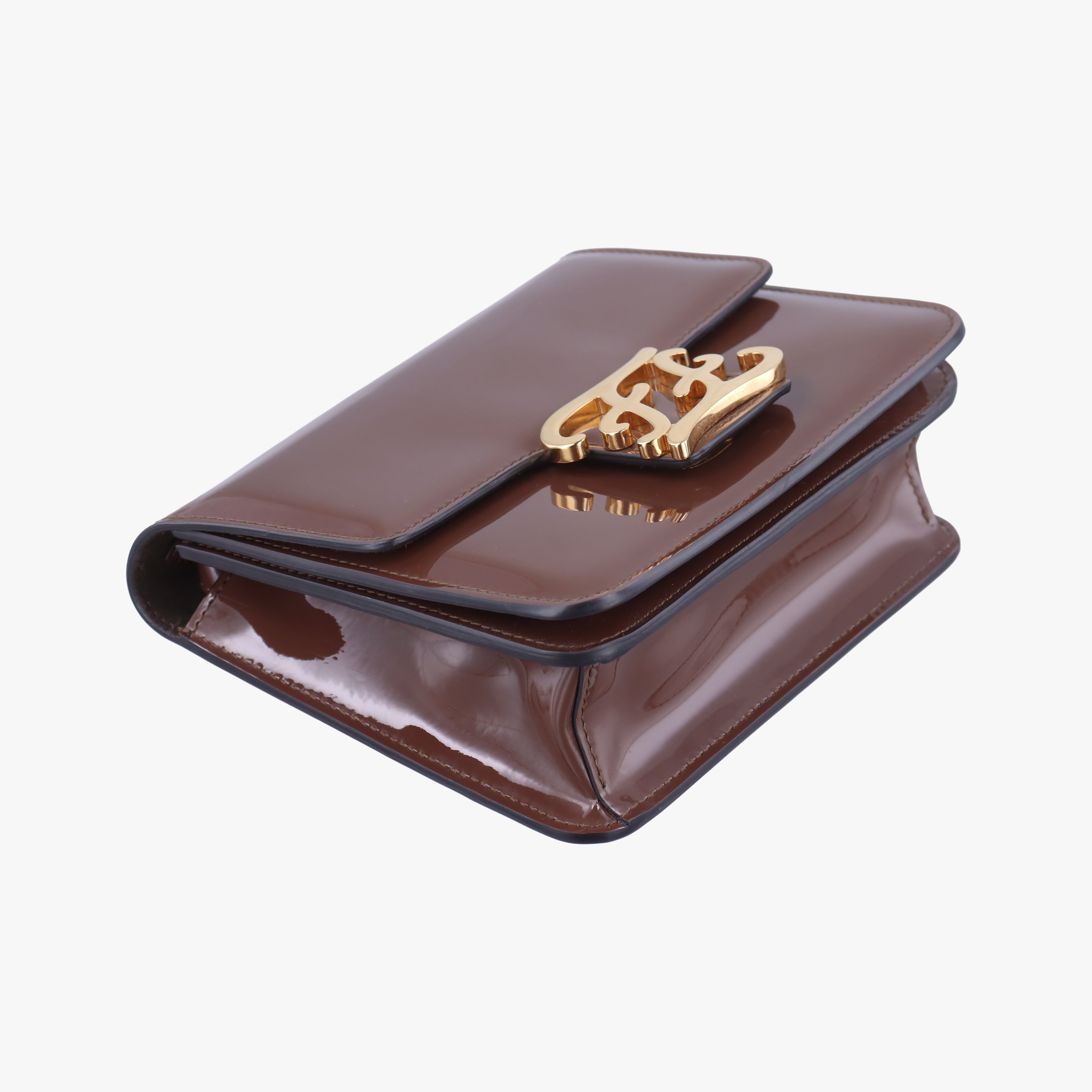 Pre-owned Fendi Karligraphy Brown Patent 8BT317 shoulderbag | stylenewstar