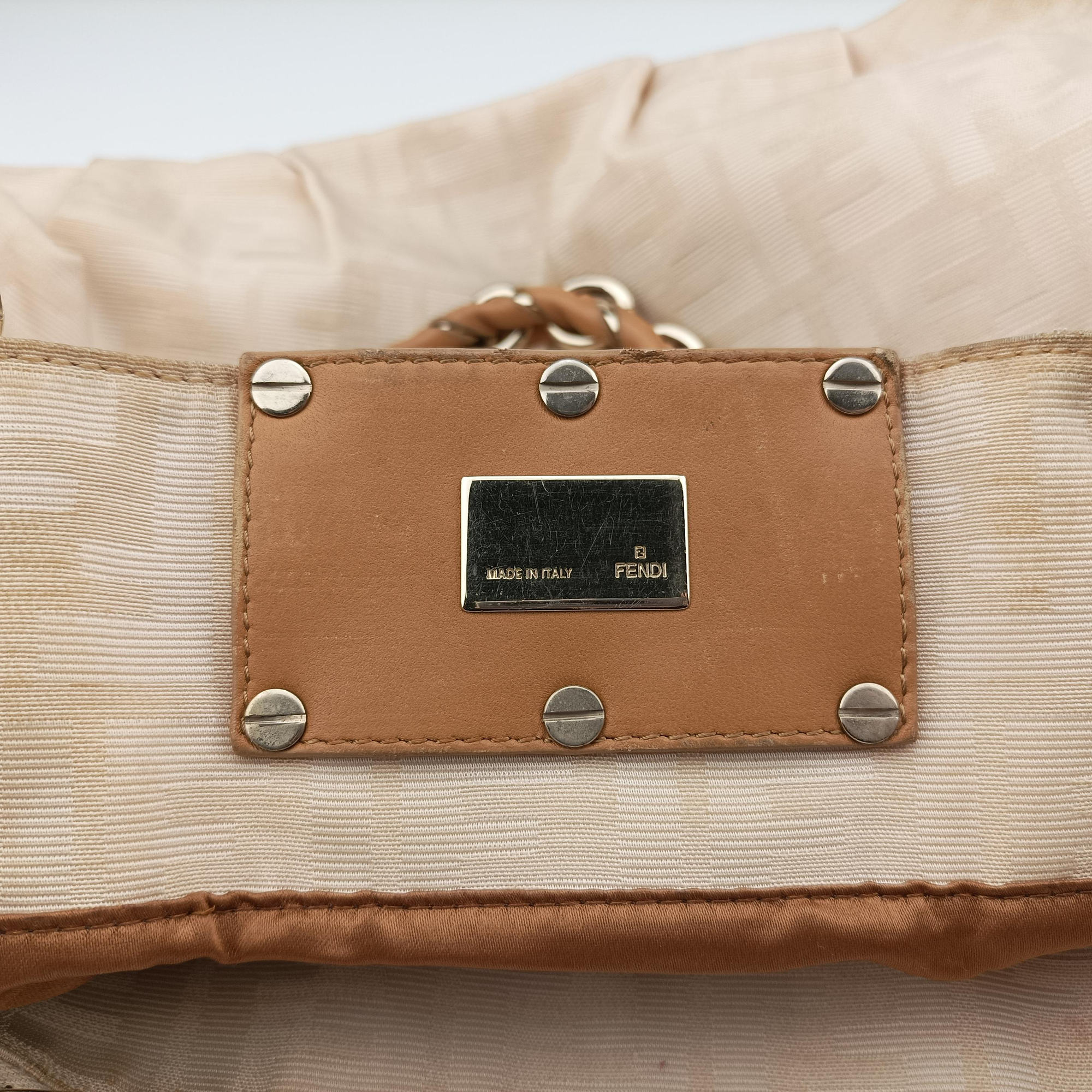 Pre-owned Fendi Mia Golden Canvas 8BR616 shoulderbag | stylenewstar