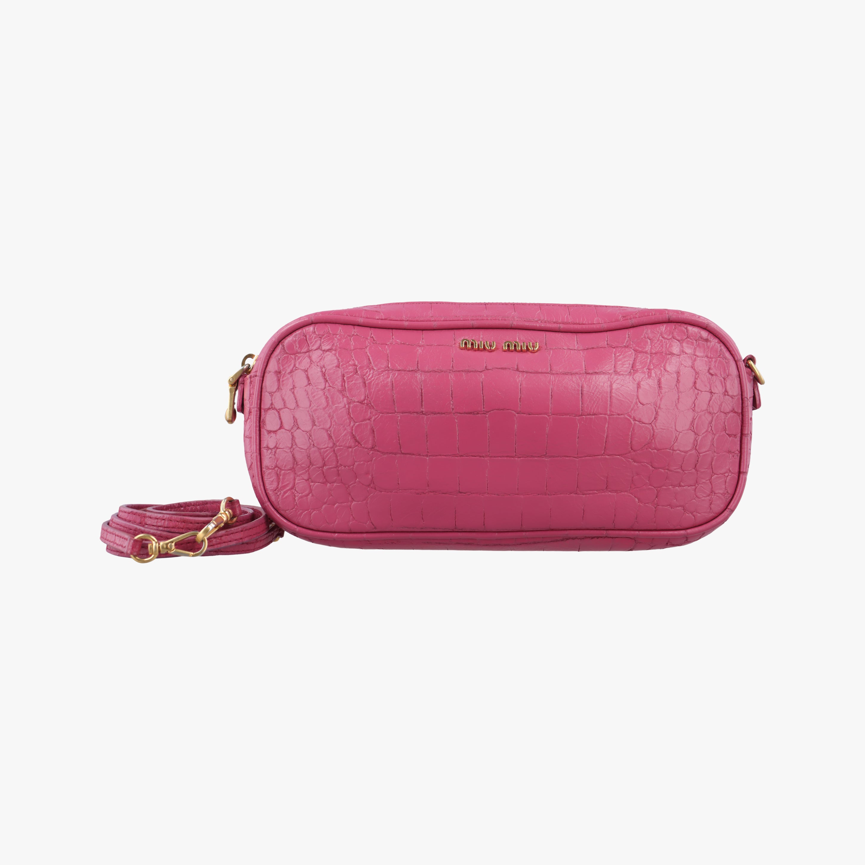 Pre-owned Miu Miu Crocodile embossed Pink leather  shoulderbag | stylenewstar