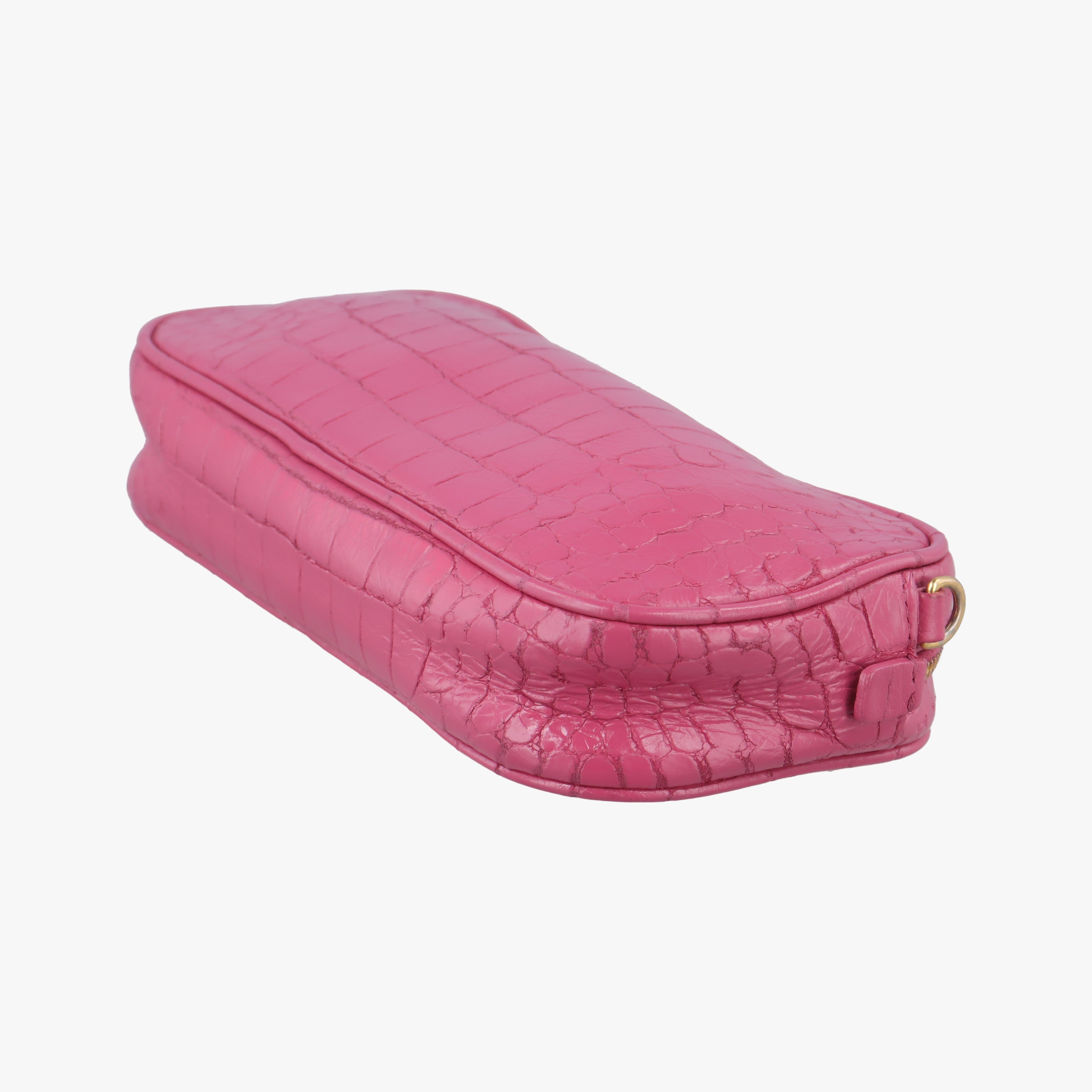 Pre-owned Miu Miu Crocodile embossed Pink leather  shoulderbag | stylenewstar