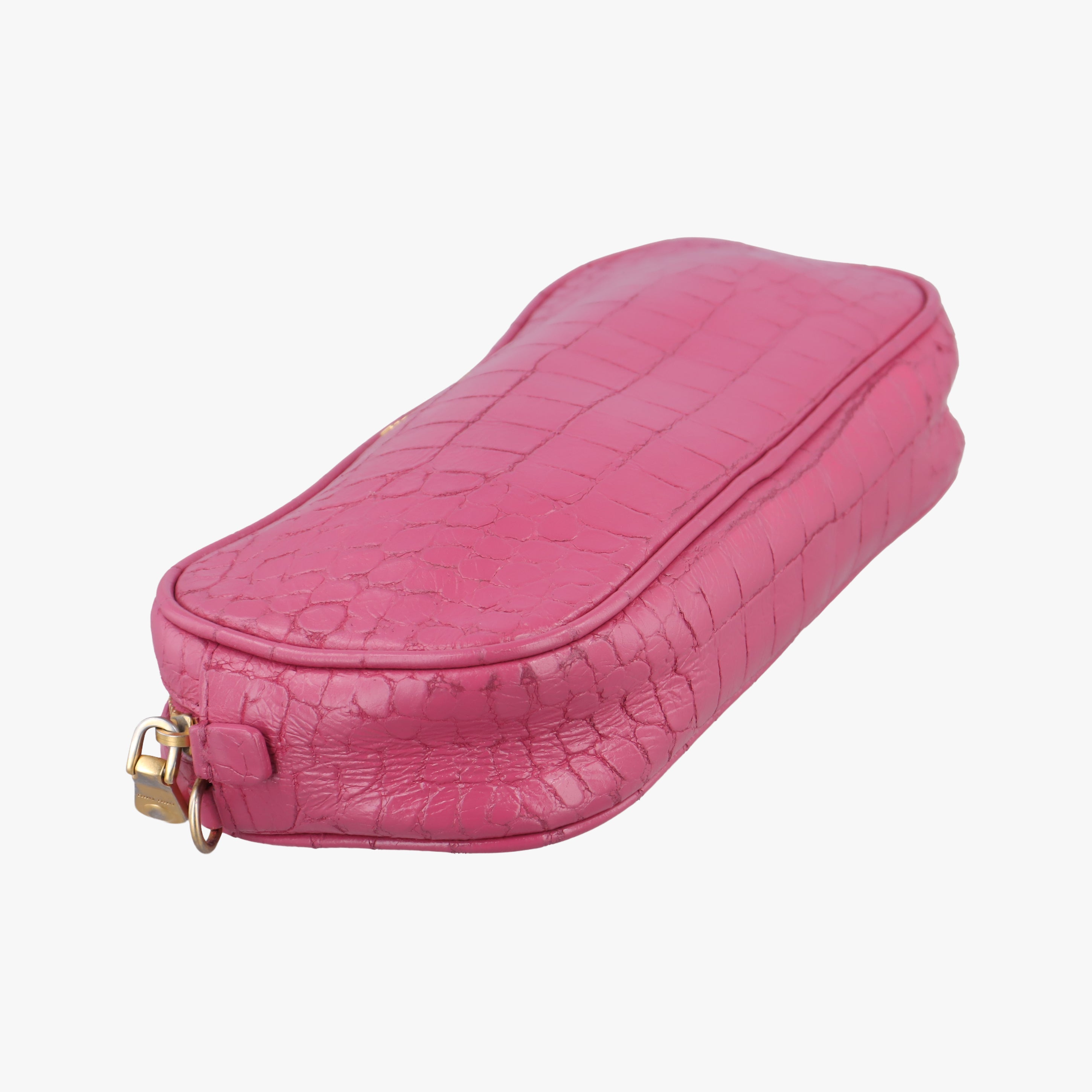 Pre-owned Miu Miu Crocodile embossed Pink leather  shoulderbag | stylenewstar