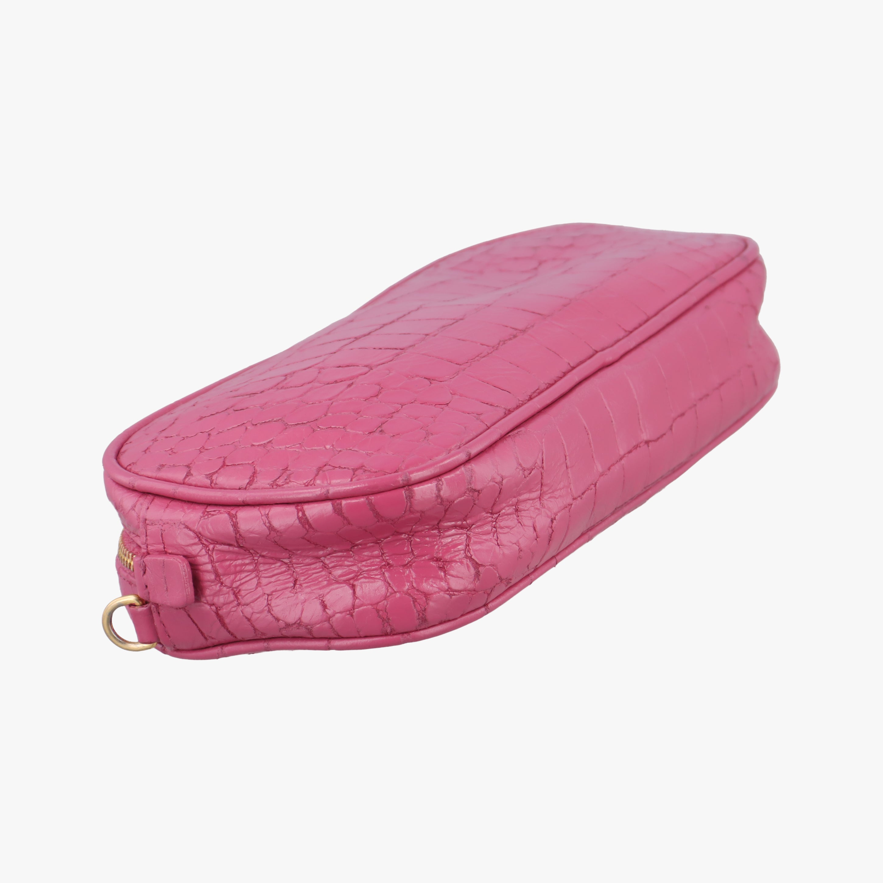 Pre-owned Miu Miu Crocodile embossed Pink leather  shoulderbag | stylenewstar