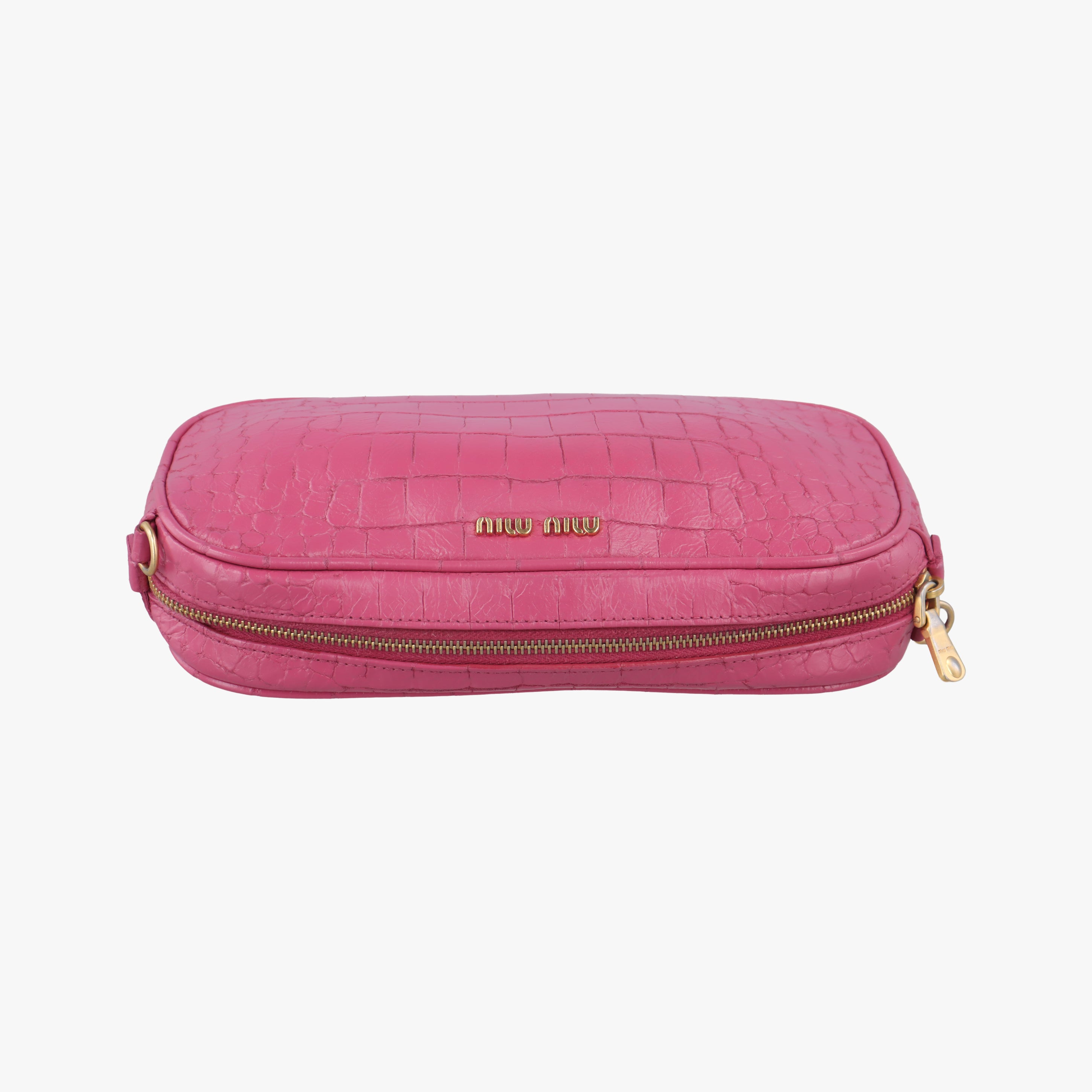 Pre-owned Miu Miu Crocodile embossed Pink leather  shoulderbag | stylenewstar