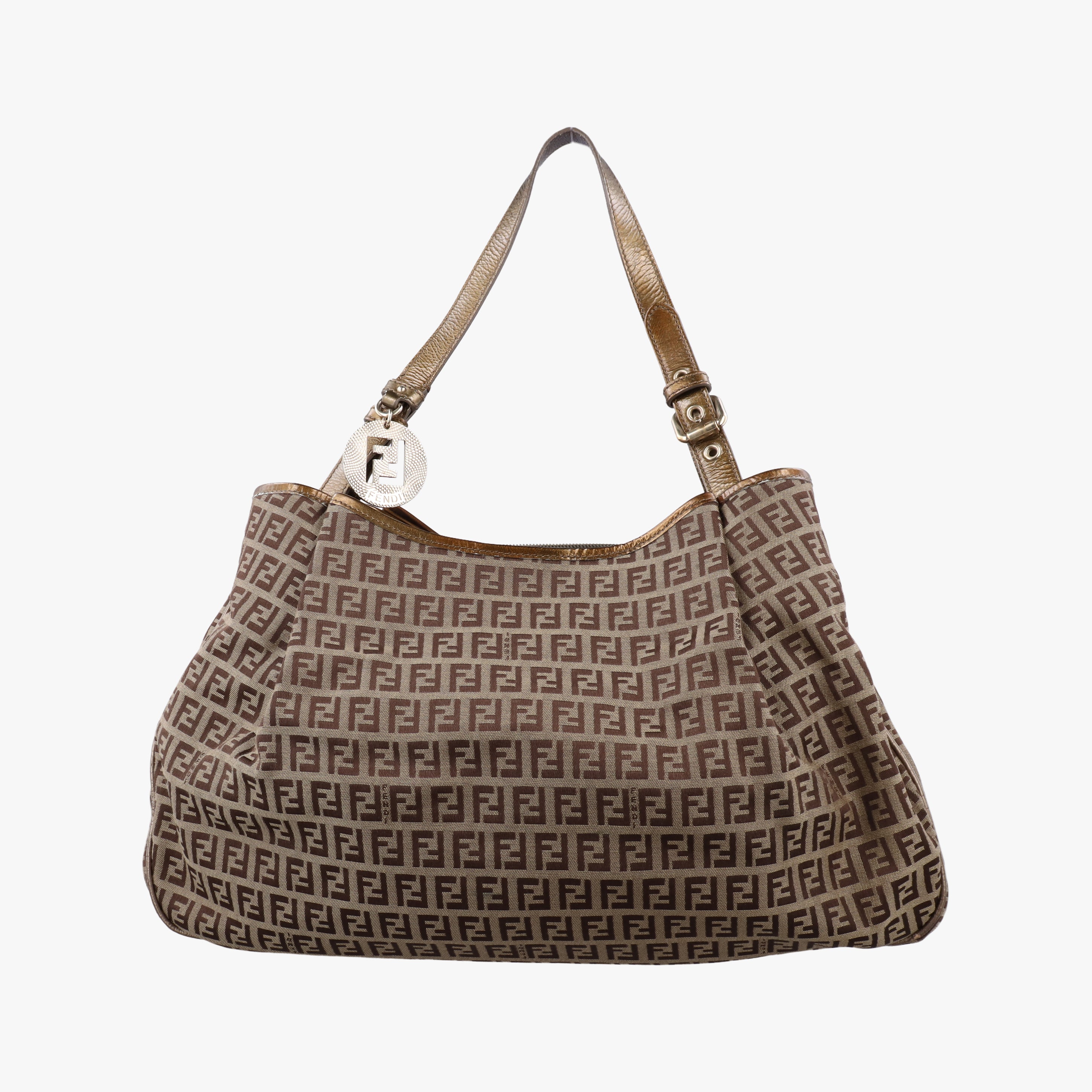 Pre-owned Fendi Zucchino Vitello Brown canvas 8BH220 shoulderbag | stylenewstar