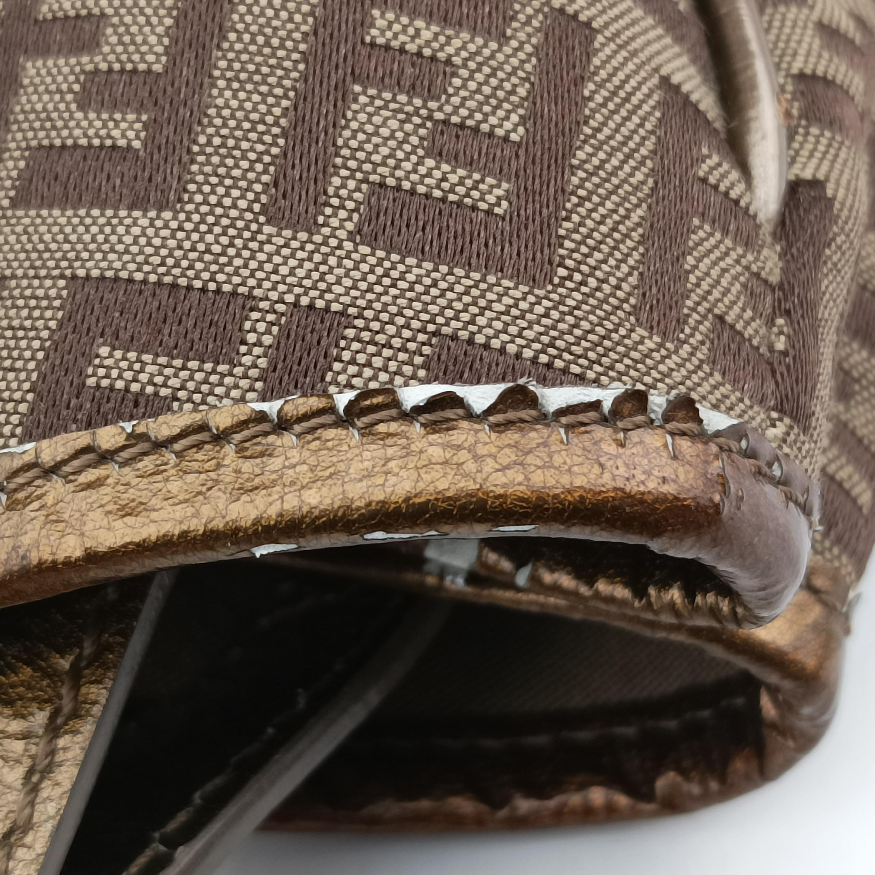 Pre-owned Fendi Zucchino Vitello Brown canvas 8BH220 shoulderbag | stylenewstar