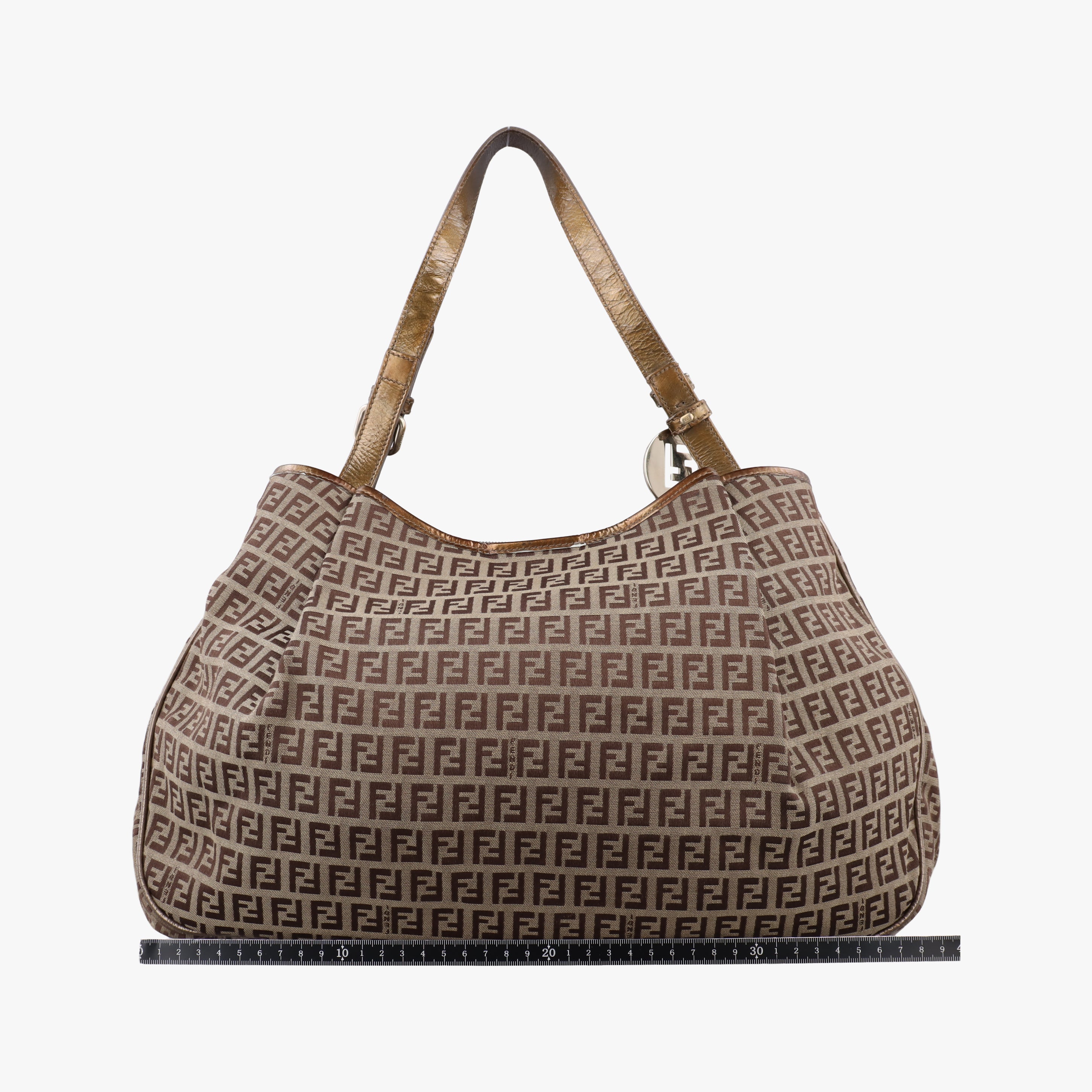 Pre-owned Fendi Zucchino Vitello Brown canvas 8BH220 shoulderbag | stylenewstar