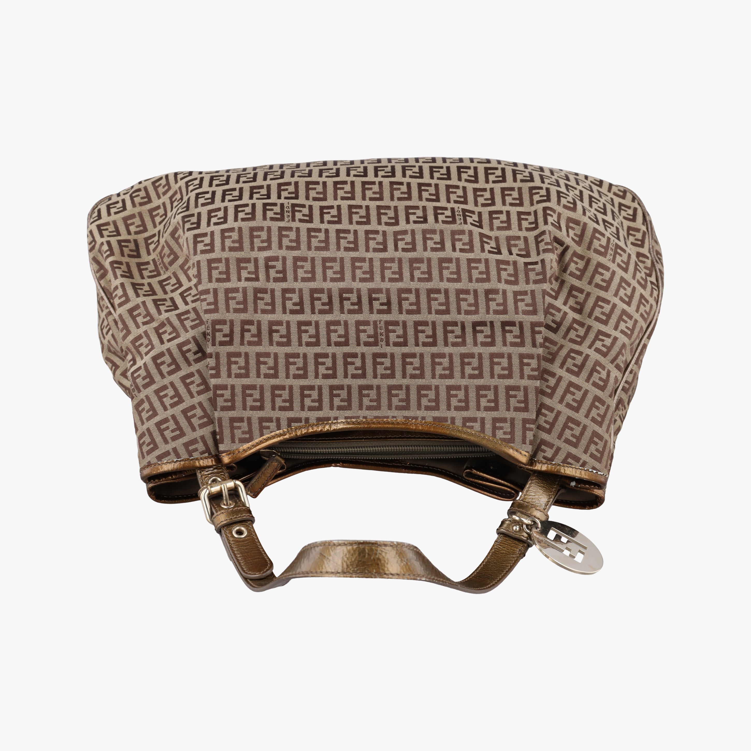 Pre-owned Fendi Zucchino Vitello Brown canvas 8BH220 shoulderbag | stylenewstar