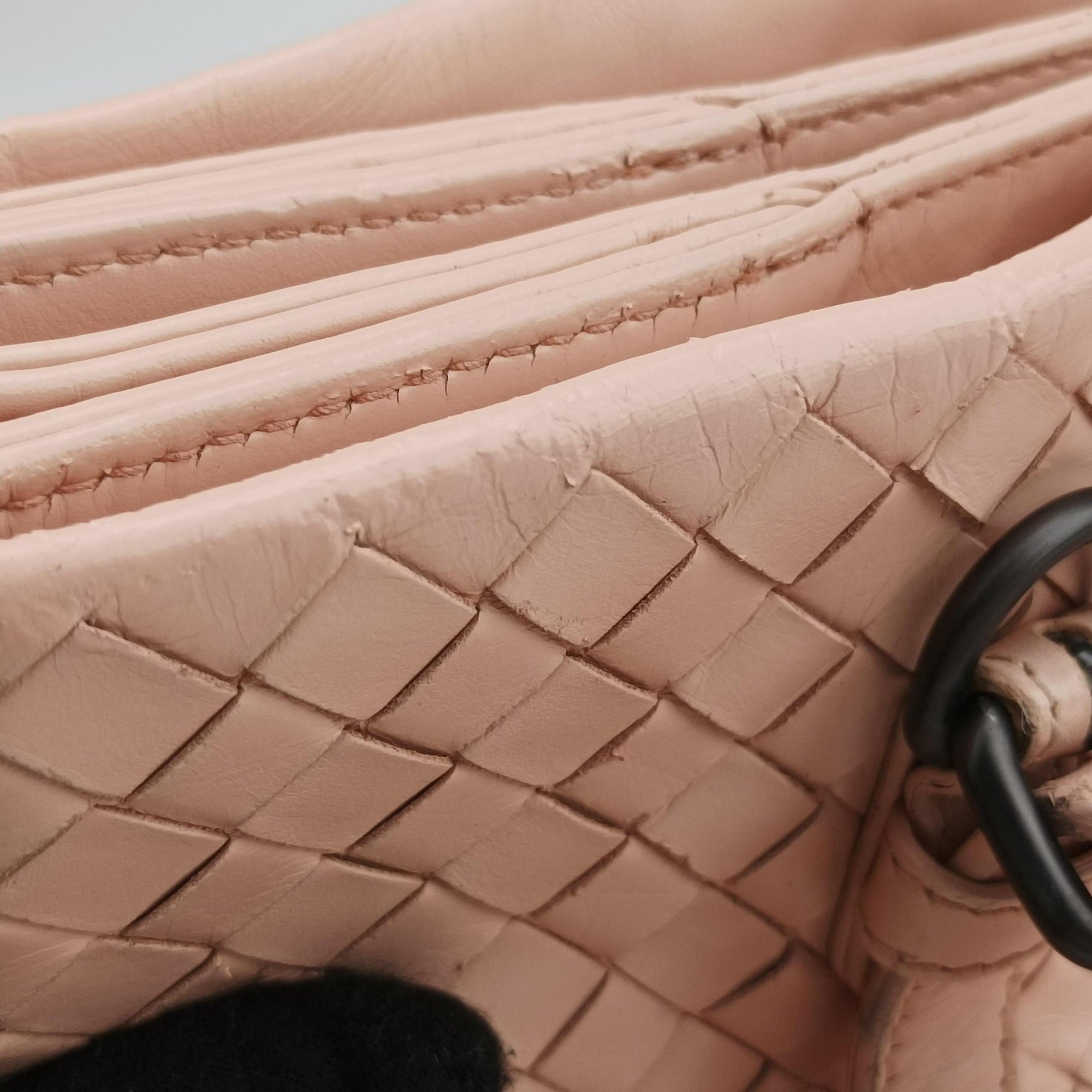 Pre-owned Bottega Veneta Roma Intrecciato Pink lambskin  handbag | stylenewstar