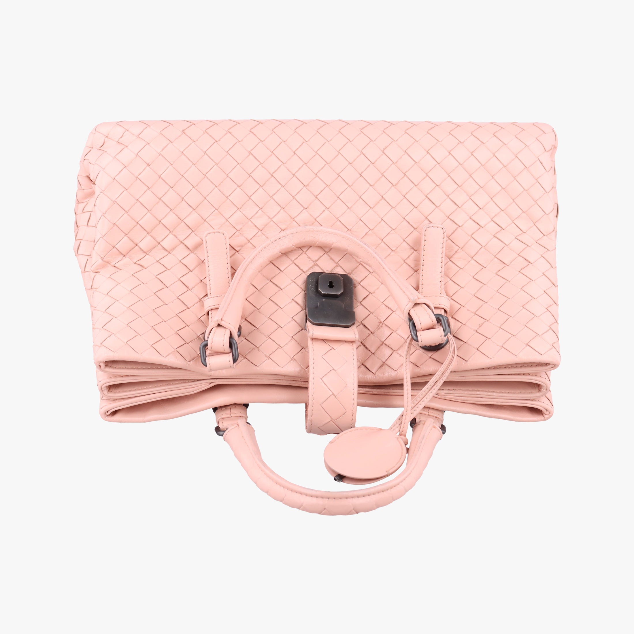 Pre-owned Bottega Veneta Roma Intrecciato Pink lambskin  handbag | stylenewstar
