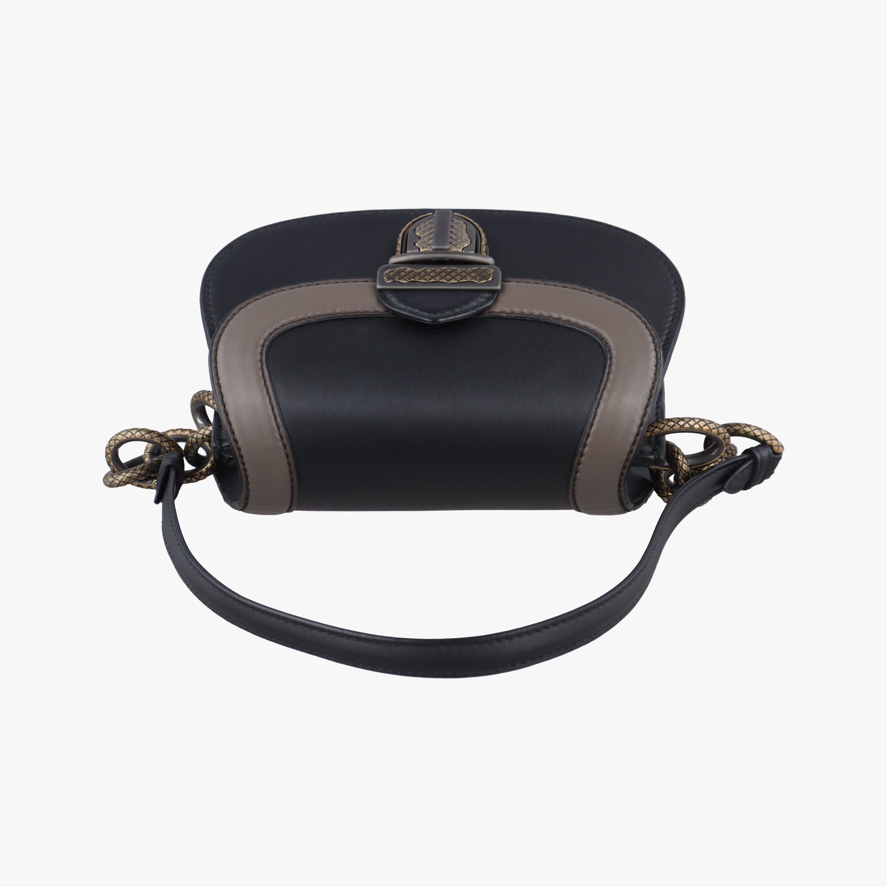 Pre-owned Bottega Veneta Umbria Black × Brown Leather  shoulderbag | stylenewstar