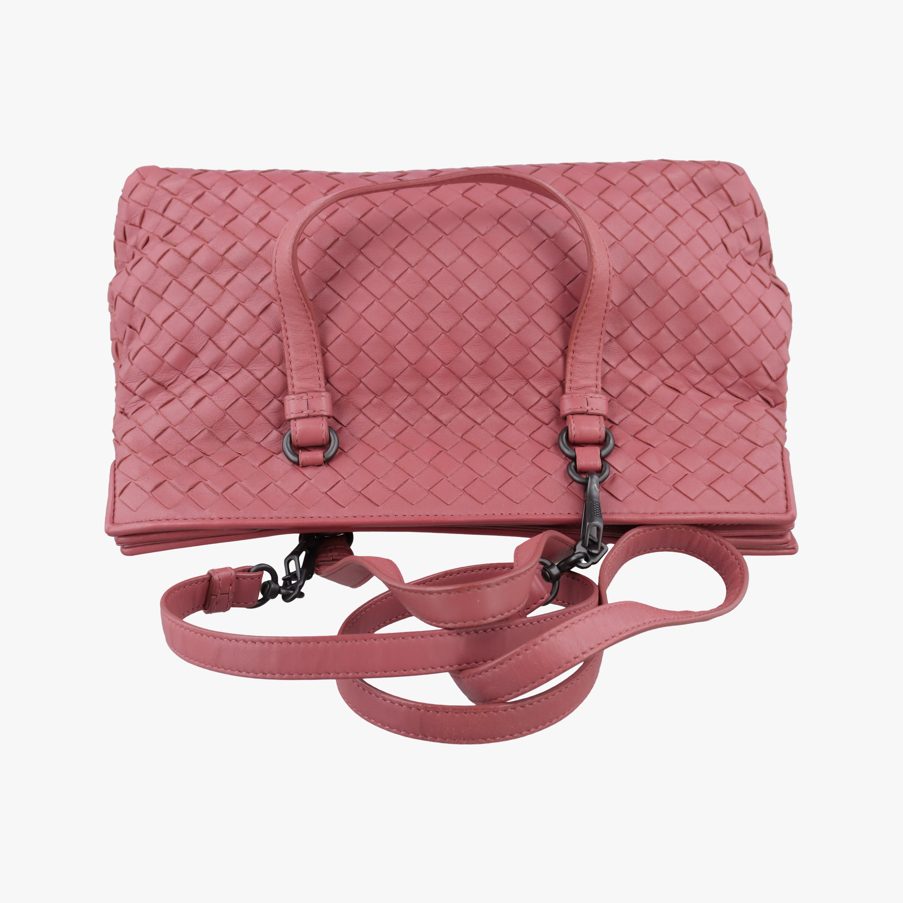 Pre-owned Bottega Veneta Intrecciato pink lambskin  shoulderbag | stylenewstar