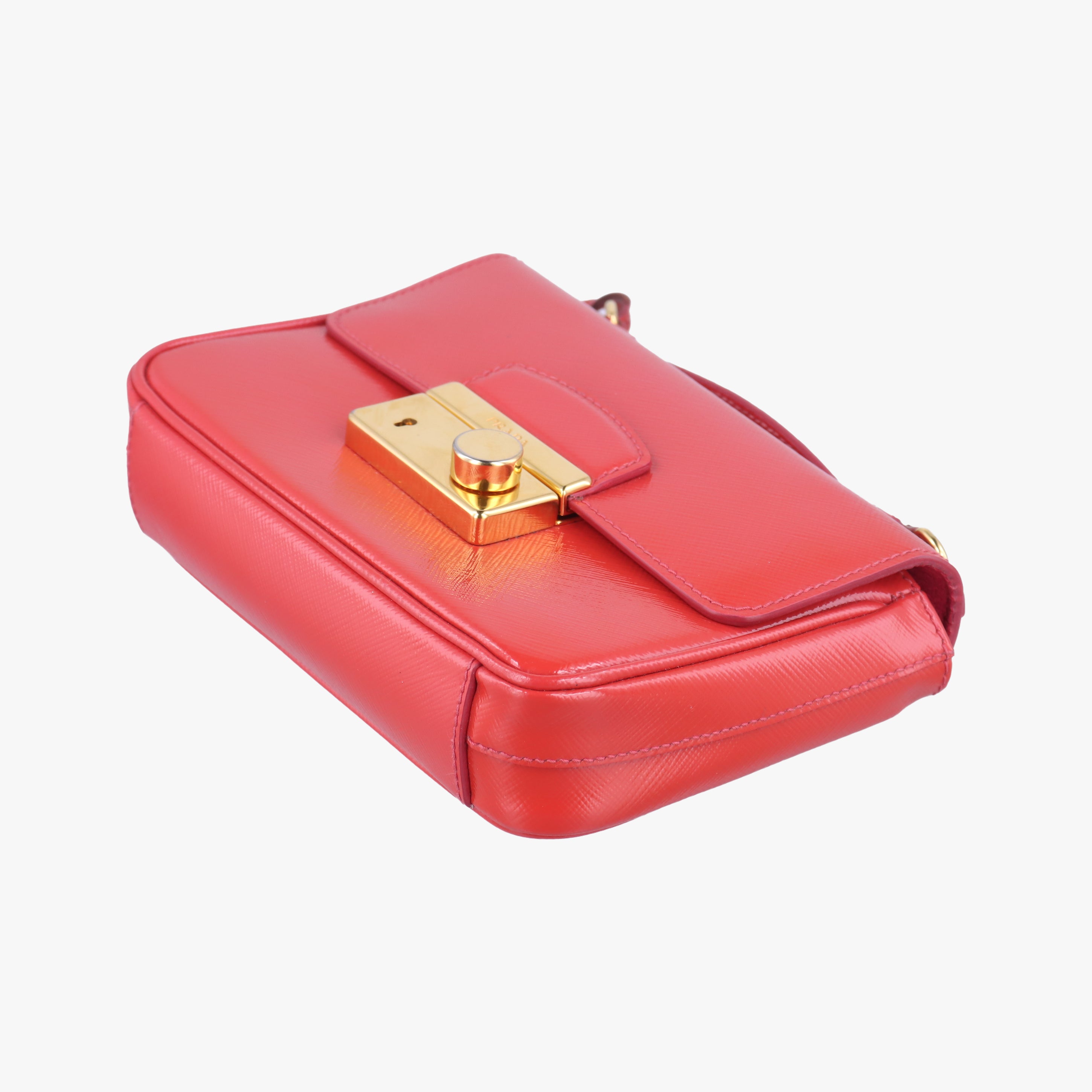 Secondhand Prada lock　Fuoco　Sound Top Handle Red SAFFIANO Leather BT0963 shoulderbag | stylenewstar