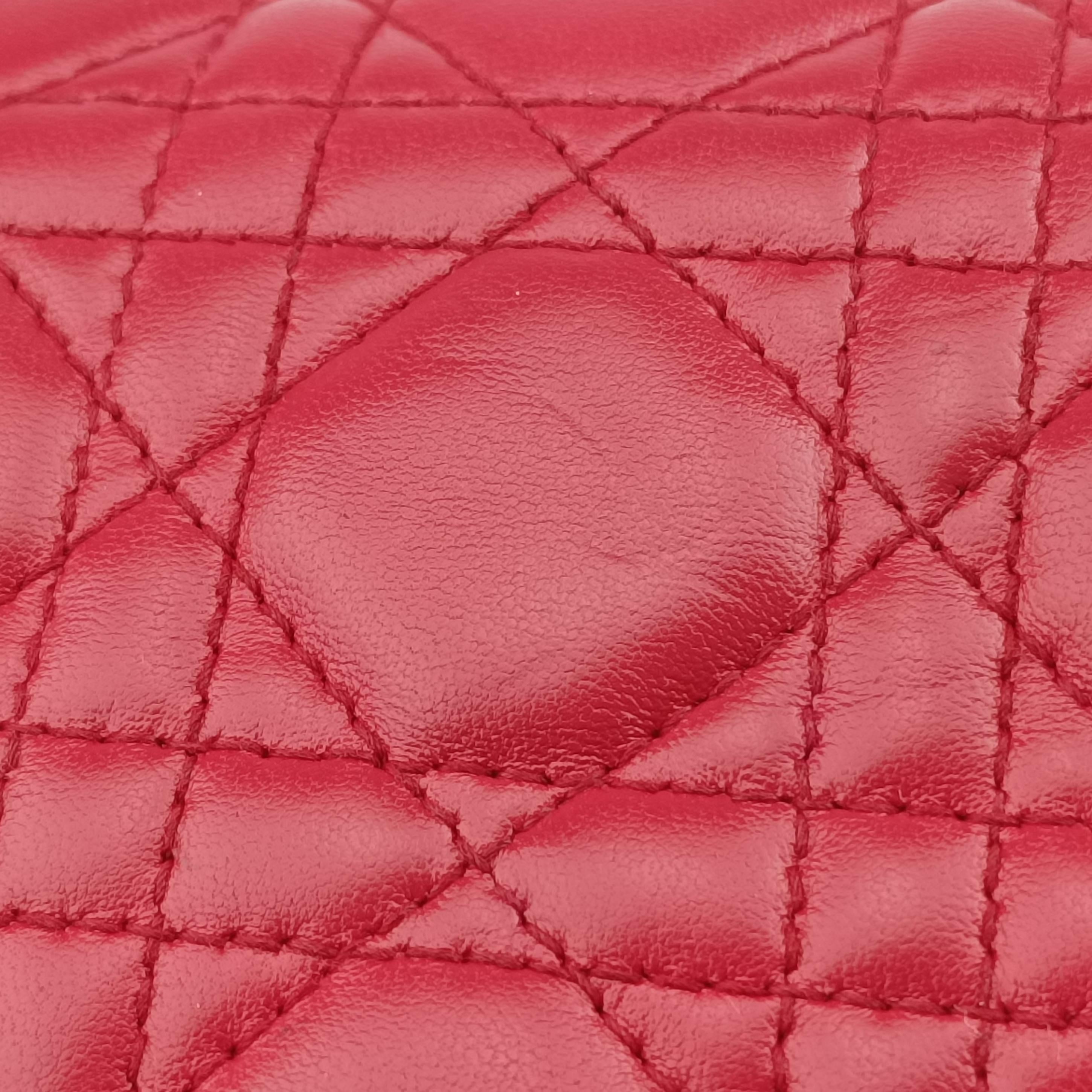 Pre-owned Christian Dior Lady Dior Rose lambskin  shoulderbag | stylenewstar