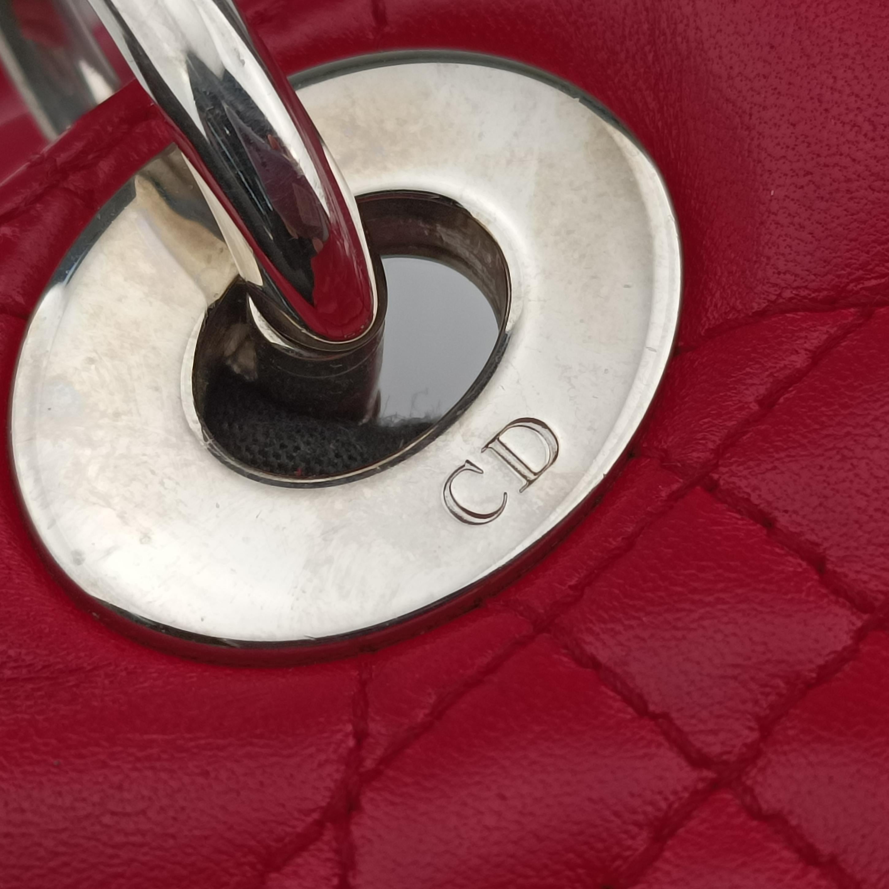 Pre-owned Christian Dior Lady Dior Rose lambskin  shoulderbag | stylenewstar