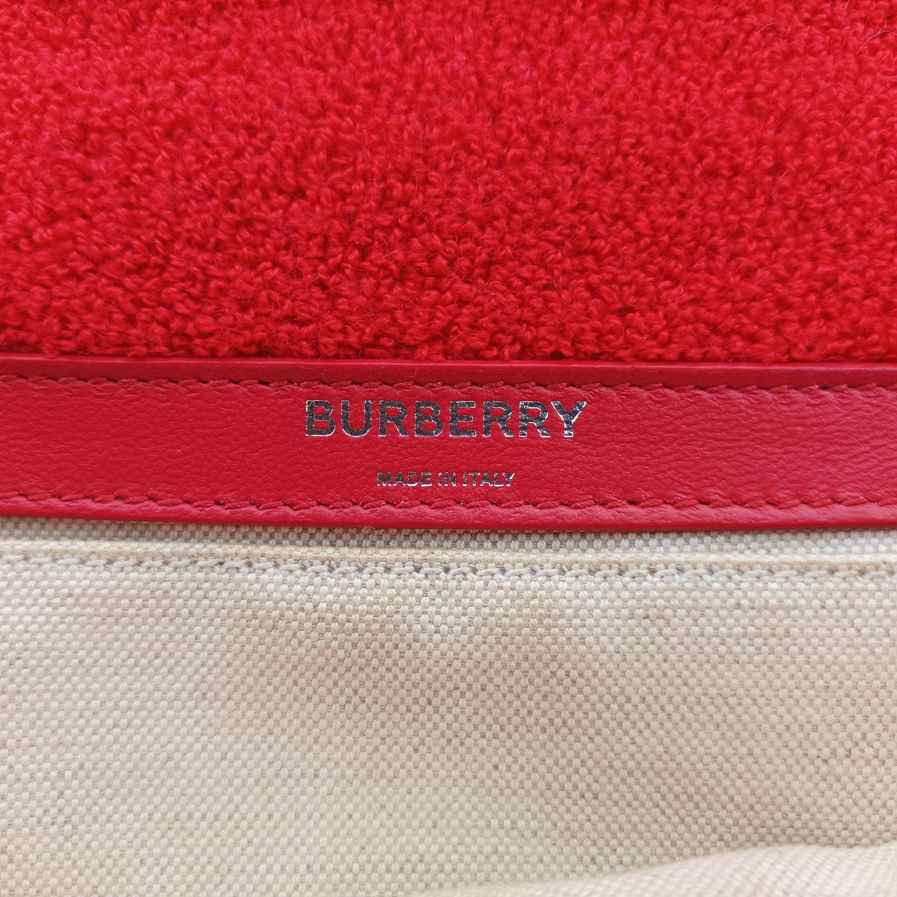 Pre-owned Burberry Lola Red×White  Pile Towel  shoulderbag | stylenewstar