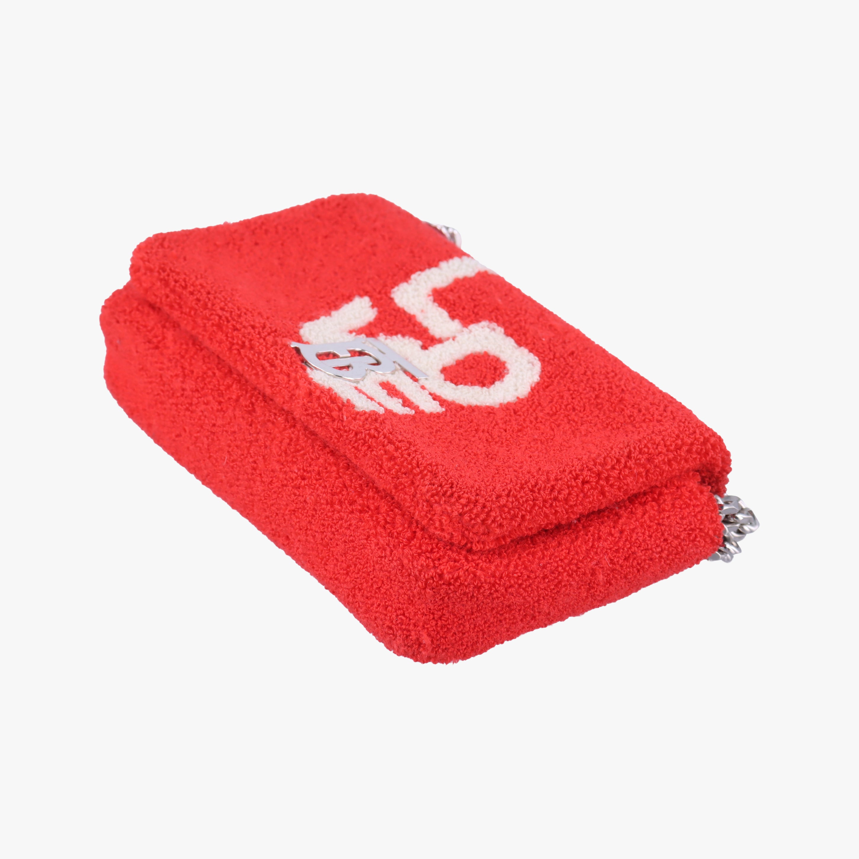 Pre-owned Burberry Lola Red×White  Pile Towel  shoulderbag | stylenewstar