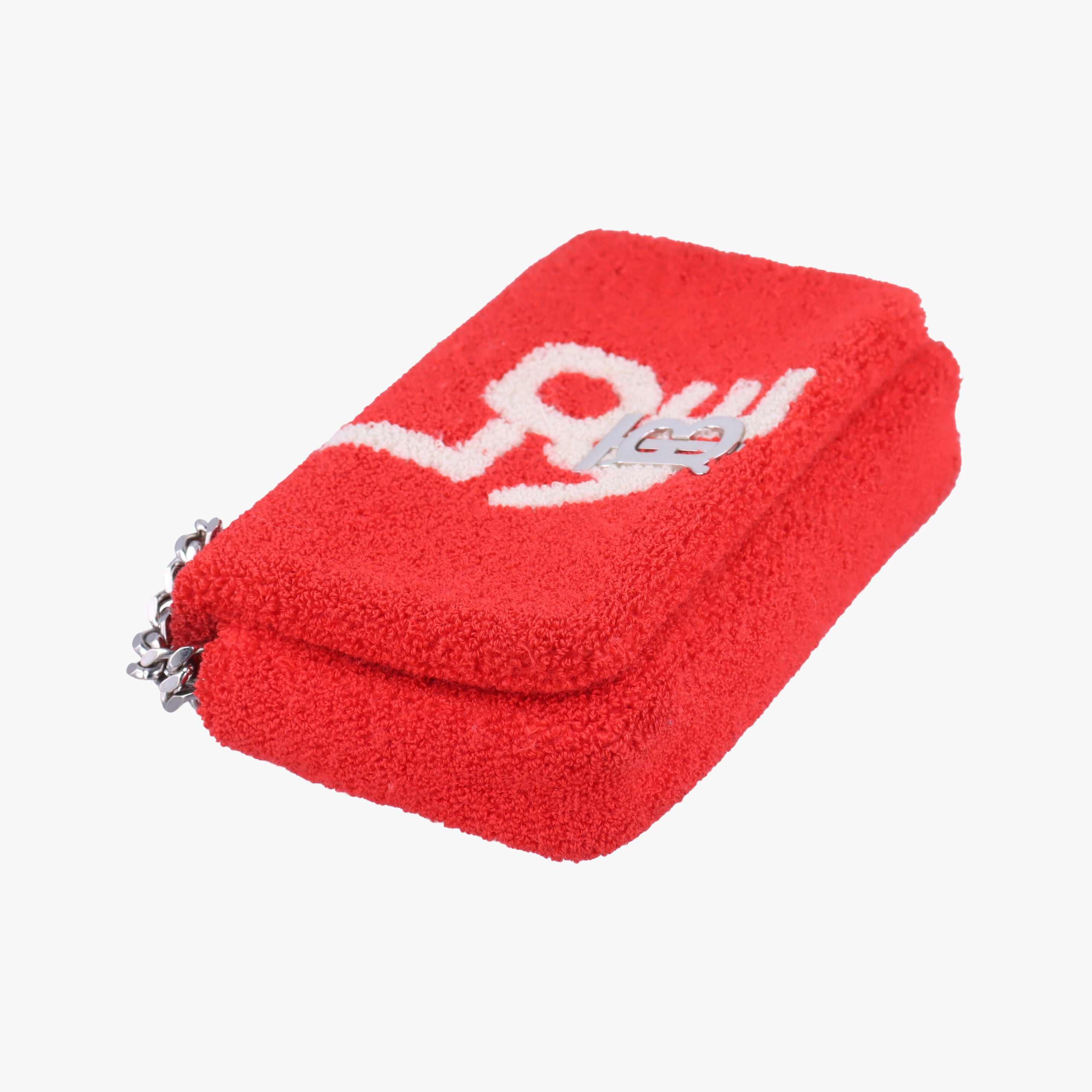 Pre-owned Burberry Lola Red×White  Pile Towel  shoulderbag | stylenewstar