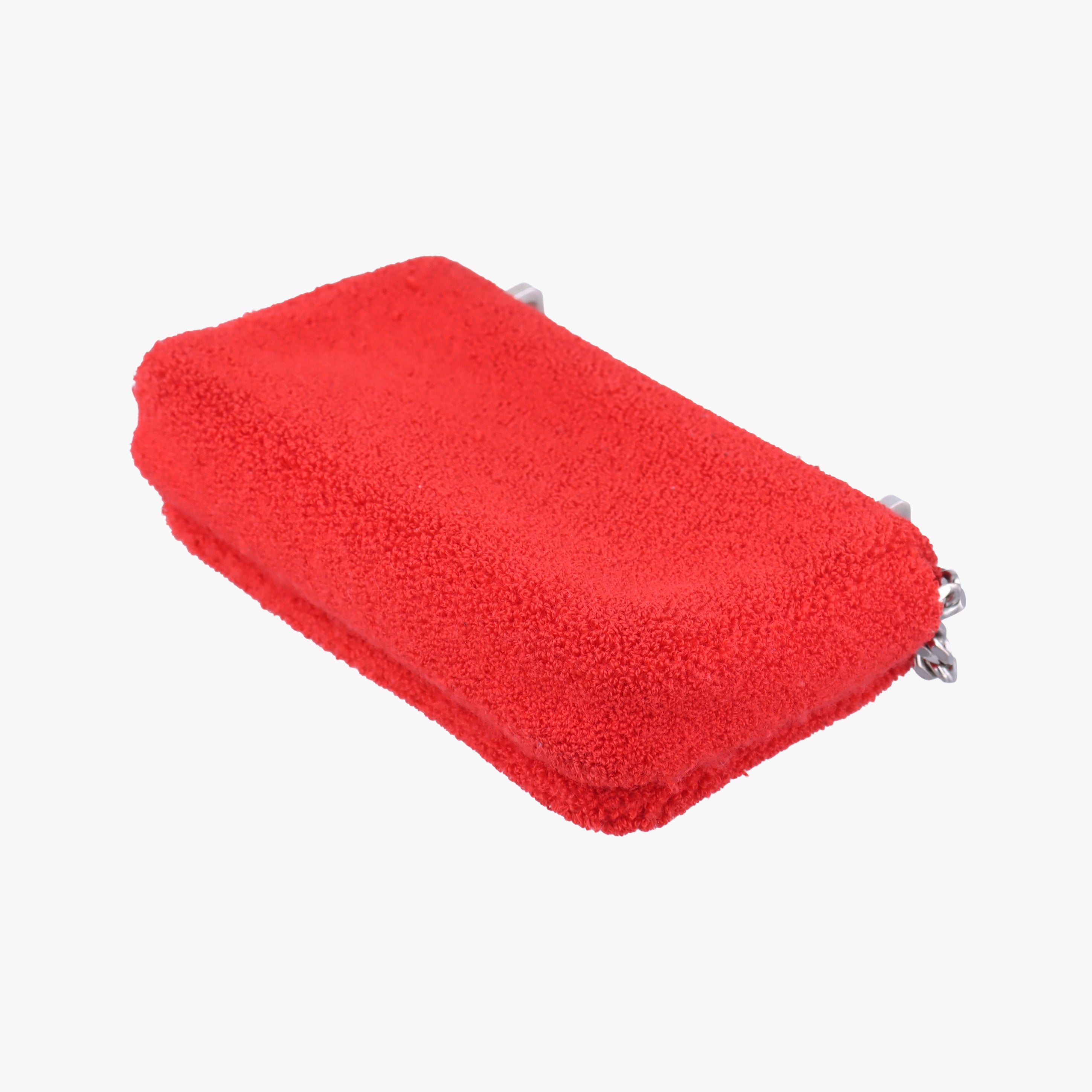 Pre-owned Burberry Lola Red×White  Pile Towel  shoulderbag | stylenewstar