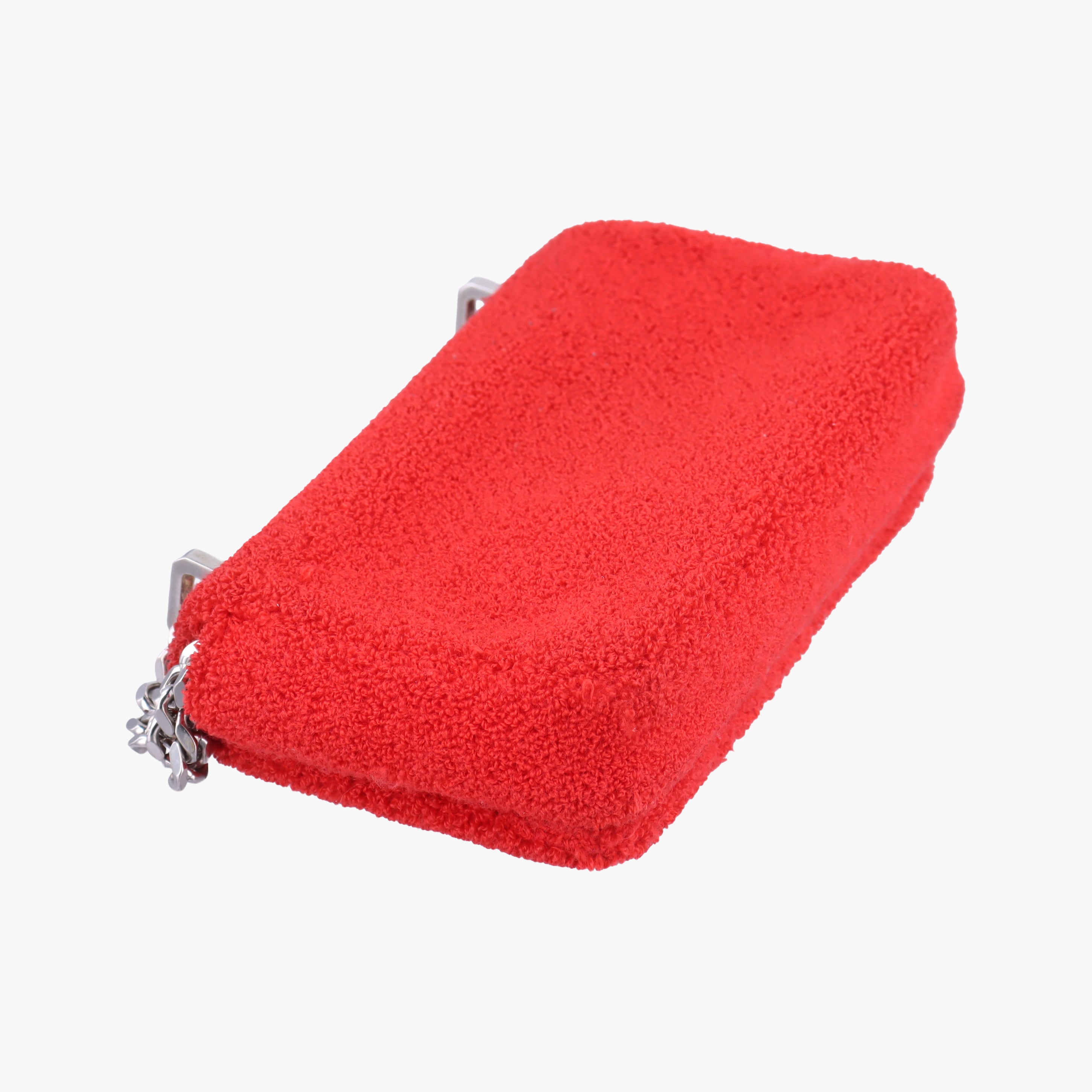 Pre-owned Burberry Lola Red×White  Pile Towel  shoulderbag | stylenewstar
