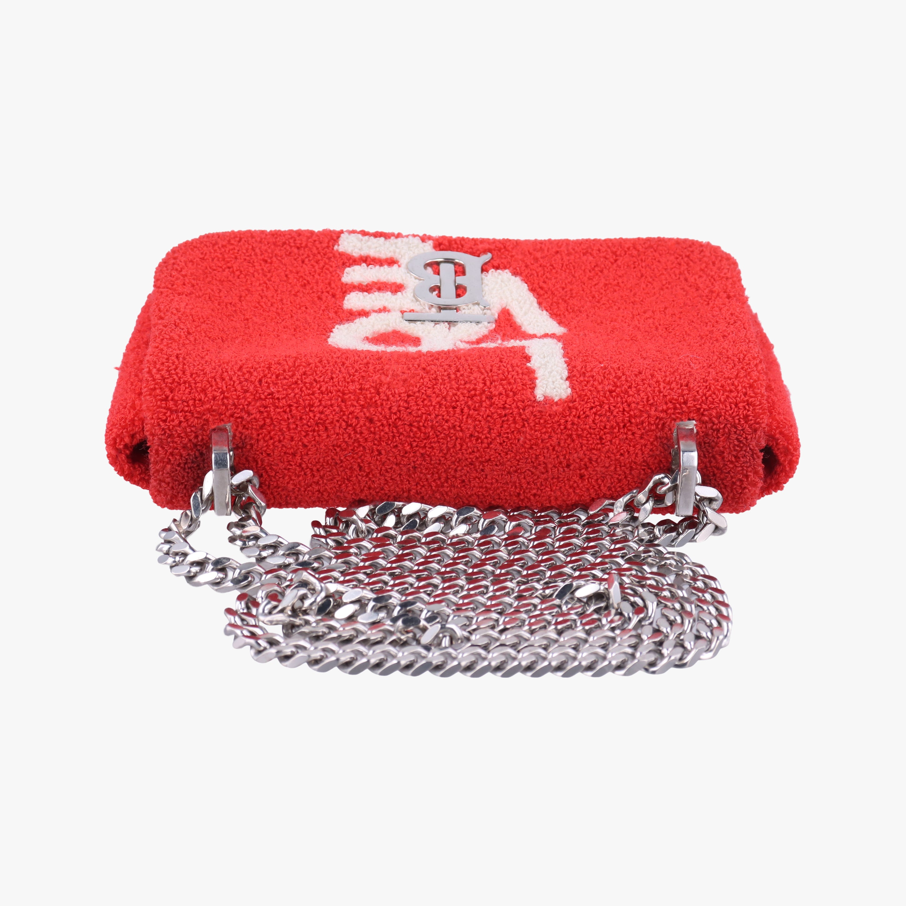 Pre-owned Burberry Lola Red×White  Pile Towel  shoulderbag | stylenewstar