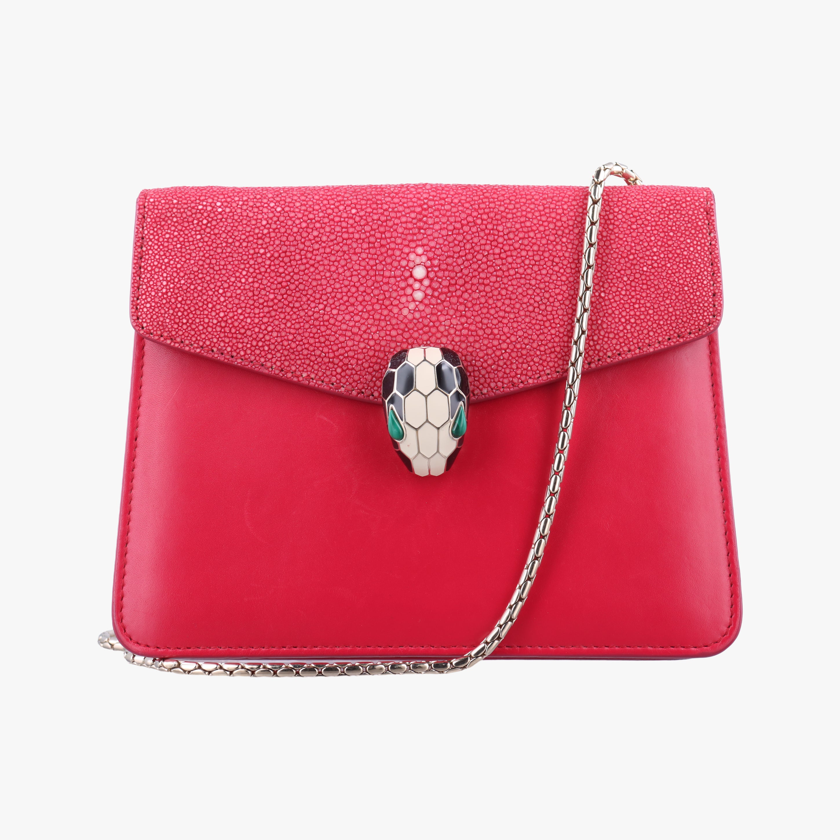 Pre-owned Bvlgari Serpenti Rose Galuchat Skin×Leather  shoulderbag | stylenewstar
