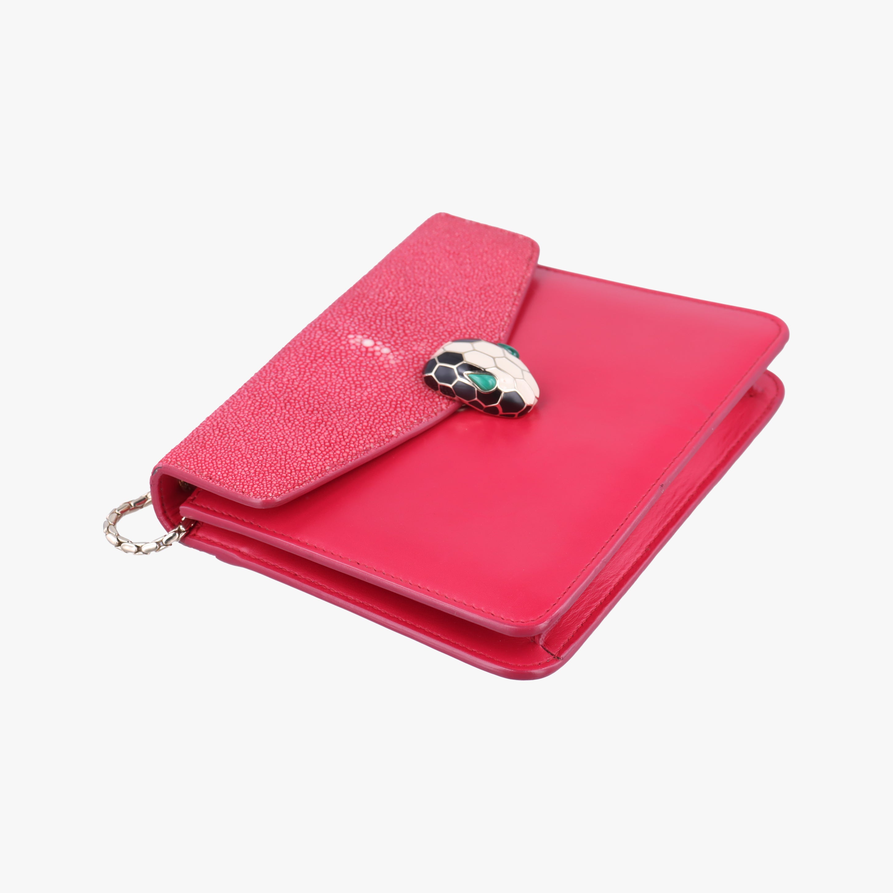 Pre-owned Bvlgari Serpenti Rose Galuchat Skin×Leather  shoulderbag | stylenewstar