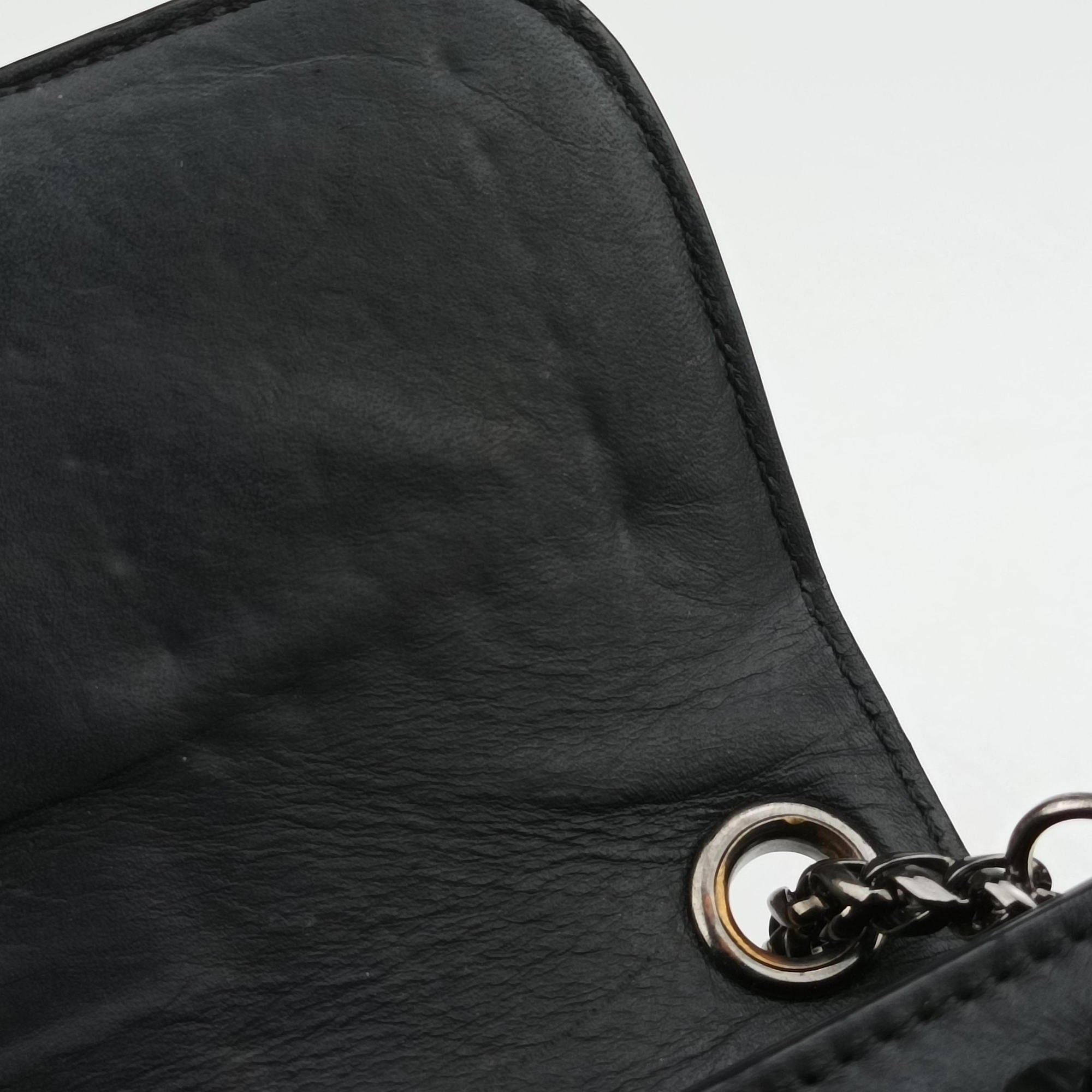 Secondhand Christian Louboutin Sweet Charity Scarabe Spike Black Leather  shoulderbag | stylenewstar