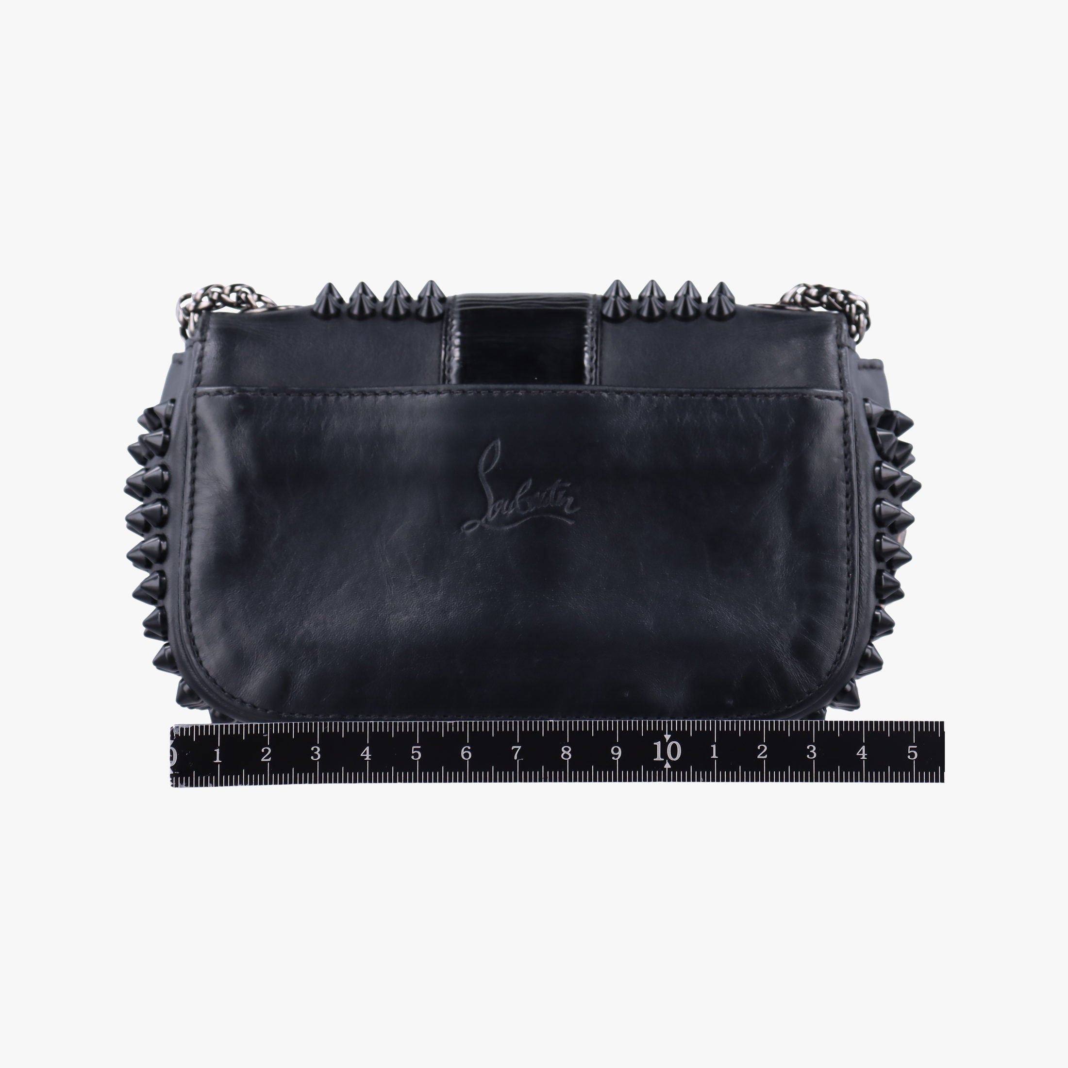 Secondhand Christian Louboutin Sweet Charity Scarabe Spike Black Leather  shoulderbag | stylenewstar