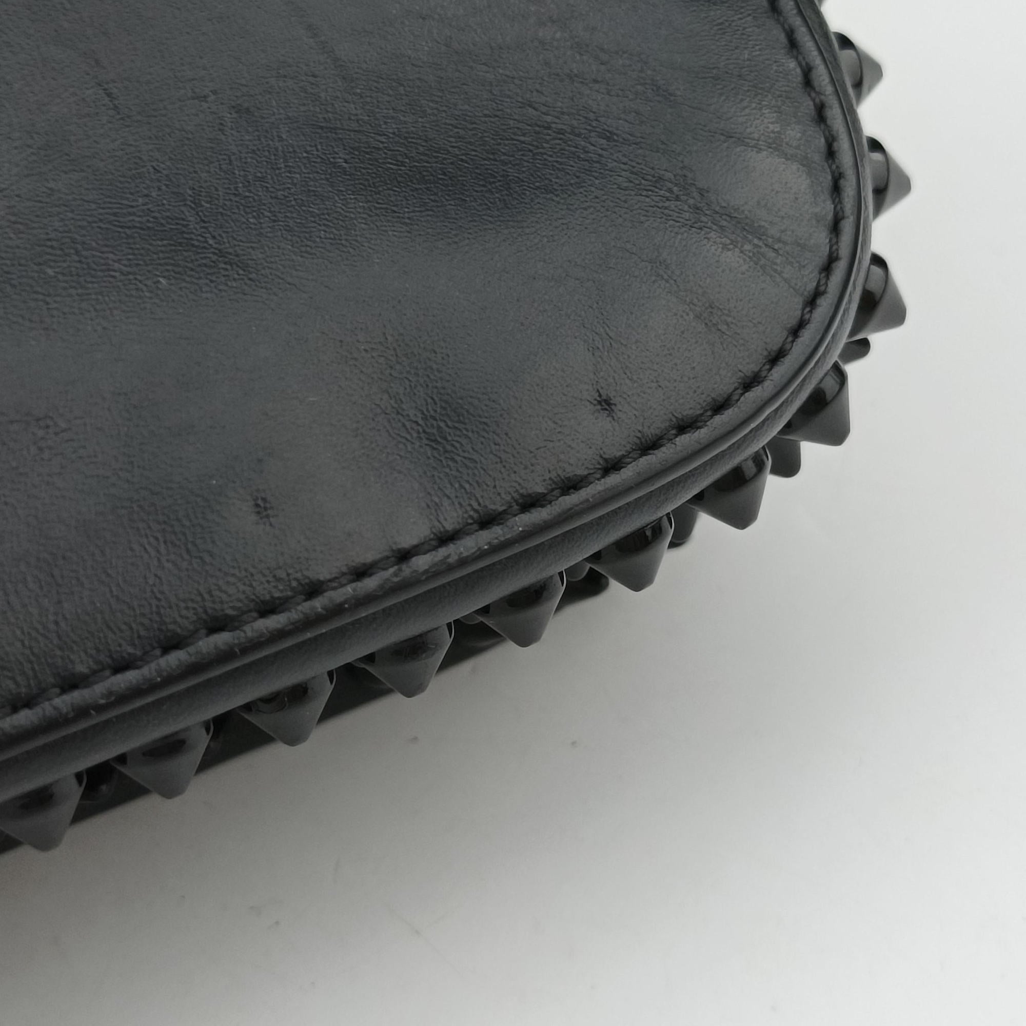 Secondhand Christian Louboutin Sweet Charity Scarabe Spike Black Leather  shoulderbag | stylenewstar