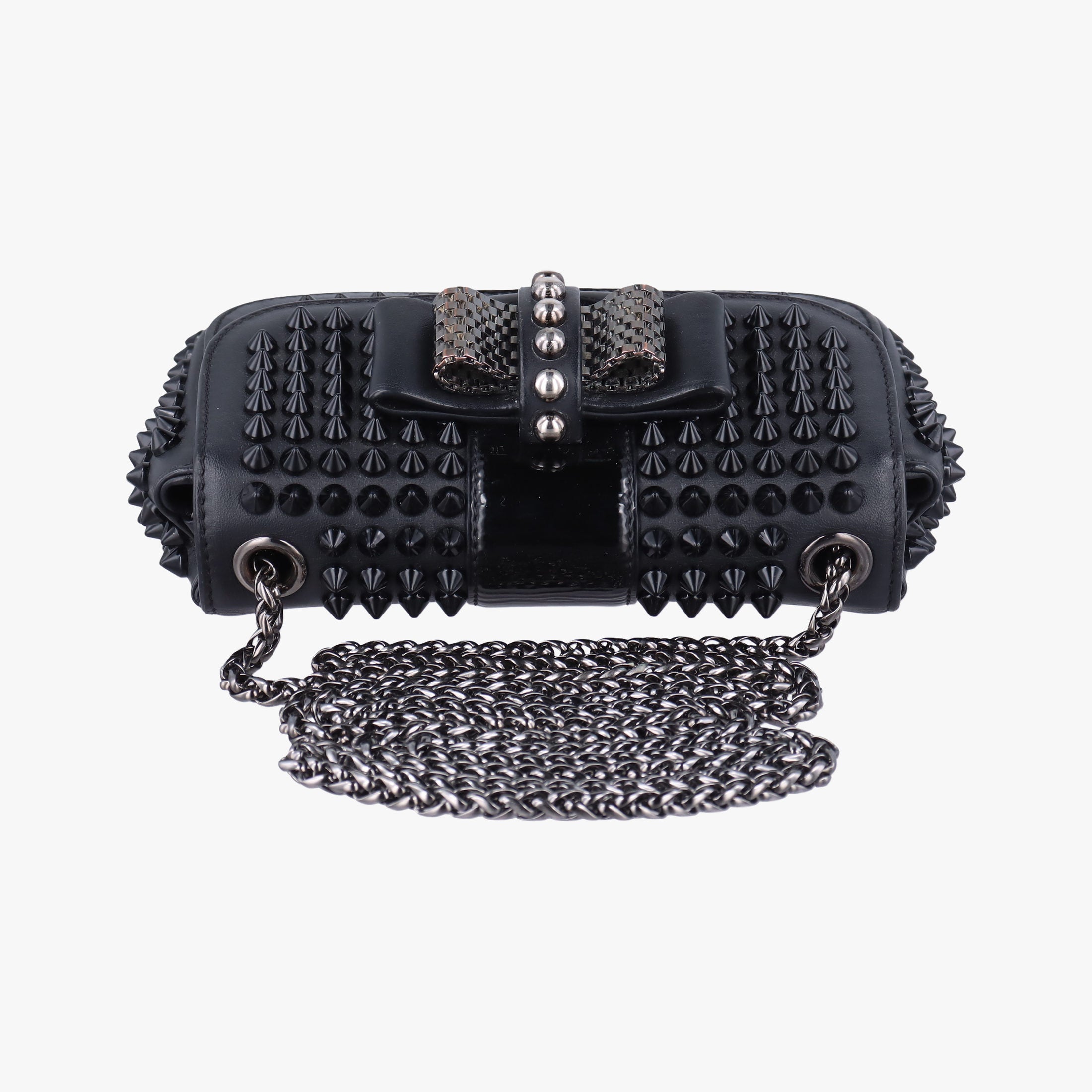 Secondhand Christian Louboutin Sweet Charity Scarabe Spike Black Leather  shoulderbag | stylenewstar
