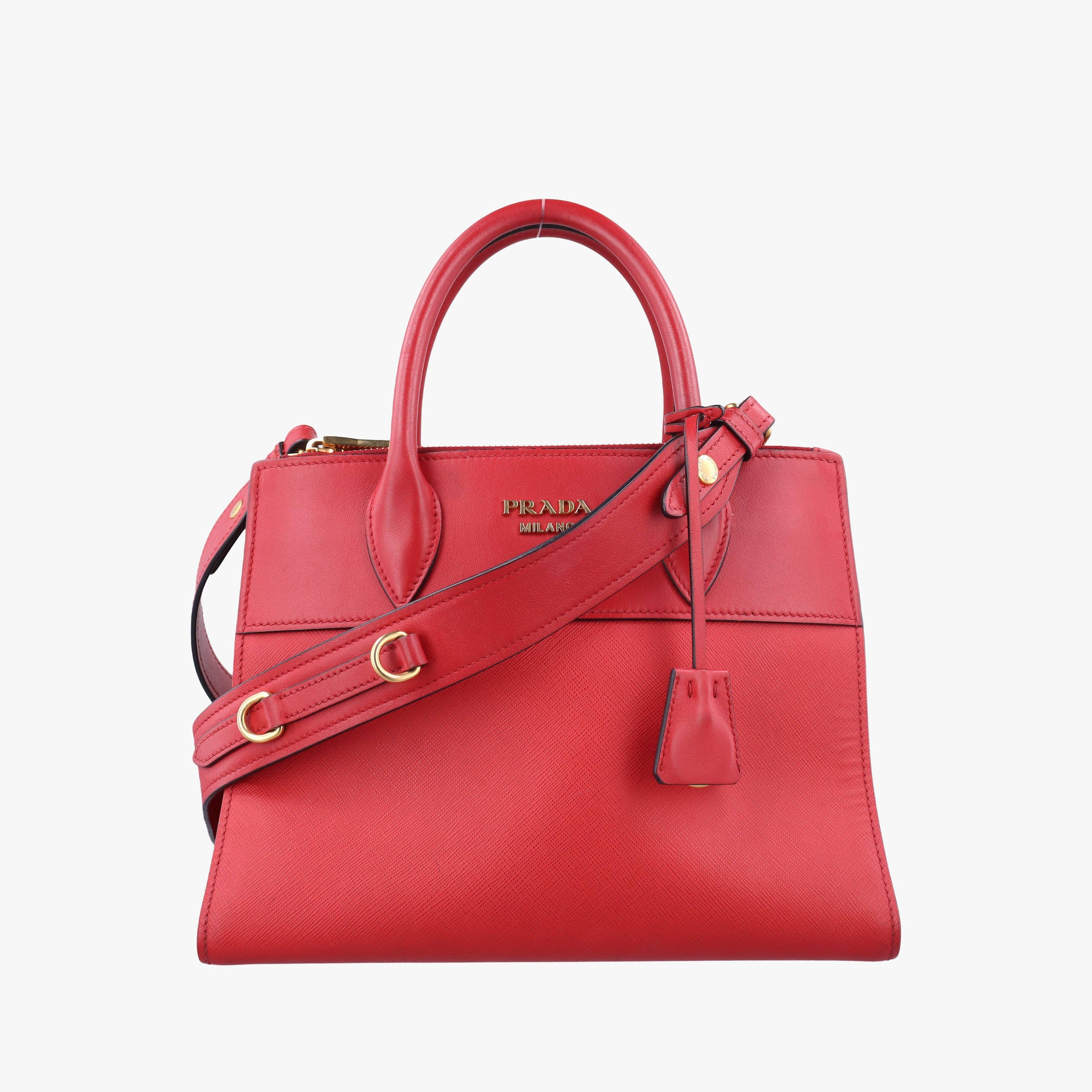 Vintage Prada Paradigm Red saffiano leather  shoulderbag | stylenewstar
