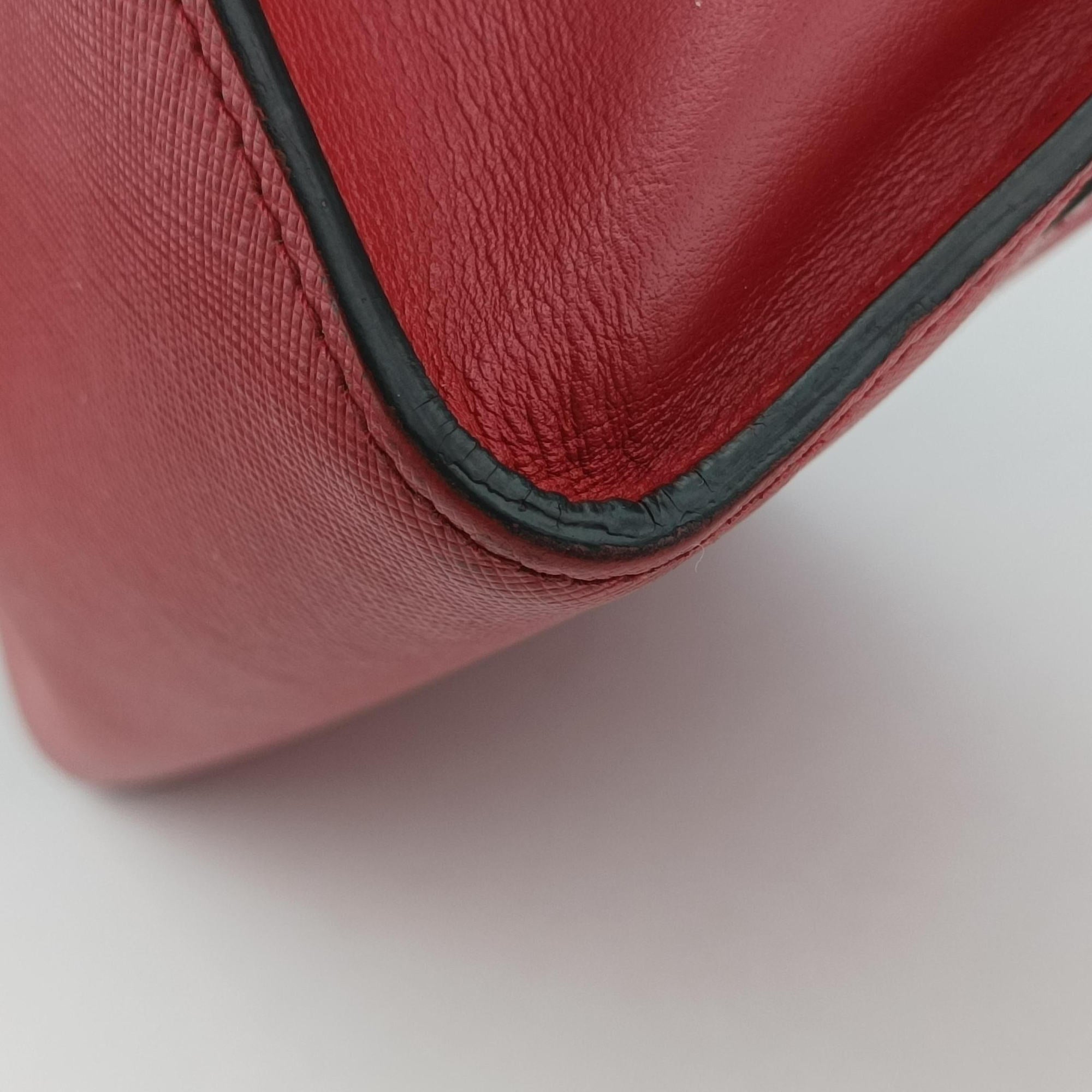 Vintage Prada Paradigm Red saffiano leather  shoulderbag | stylenewstar