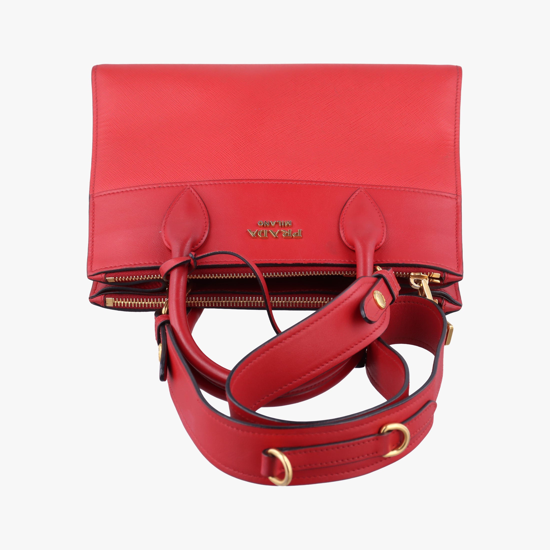 Vintage Prada Paradigm Red saffiano leather  shoulderbag | stylenewstar