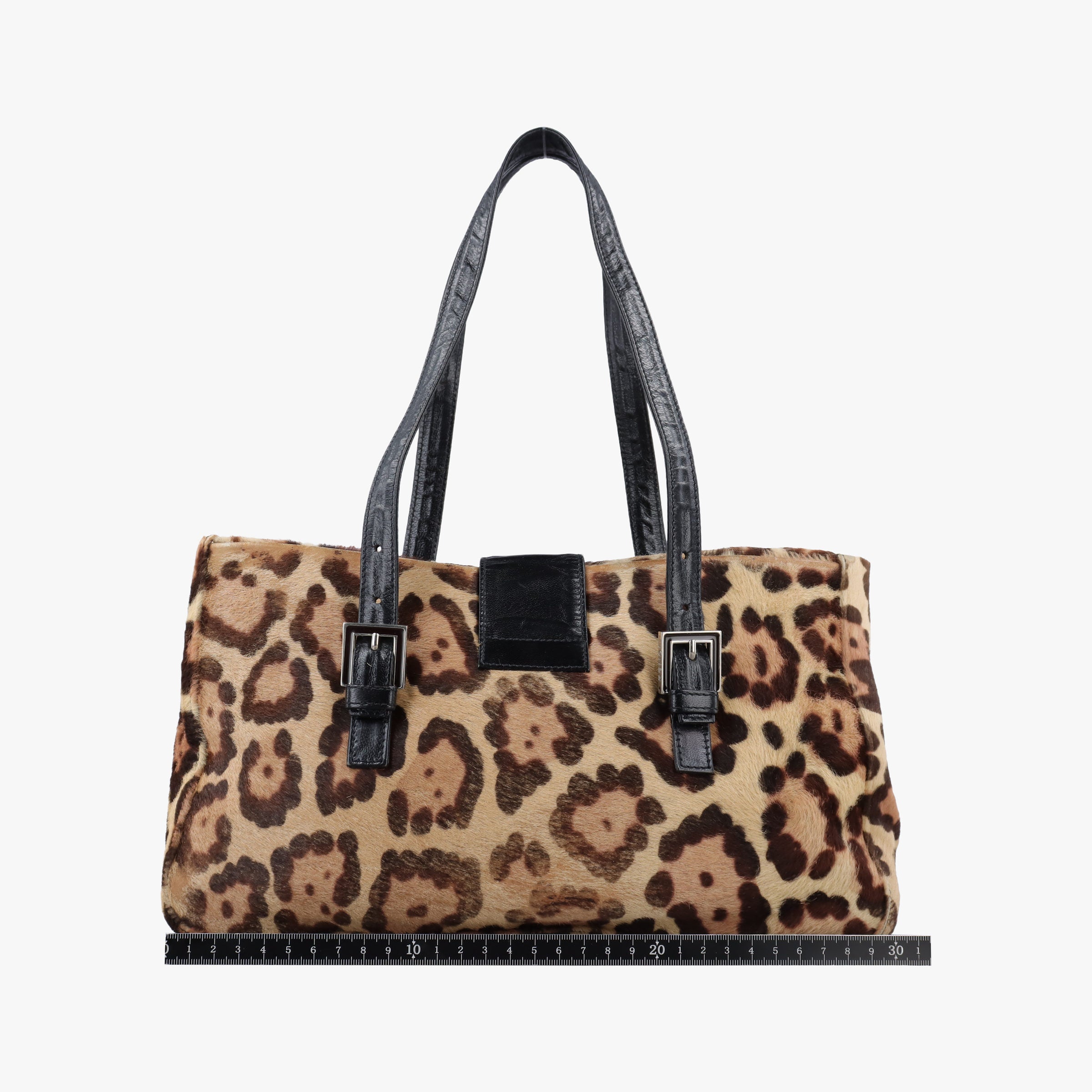 Pre-owned Fendi Mamma Baguette Leopard Pattern Beige x Brown x Black ponyhair 230823 shoulderbag | stylenewstar