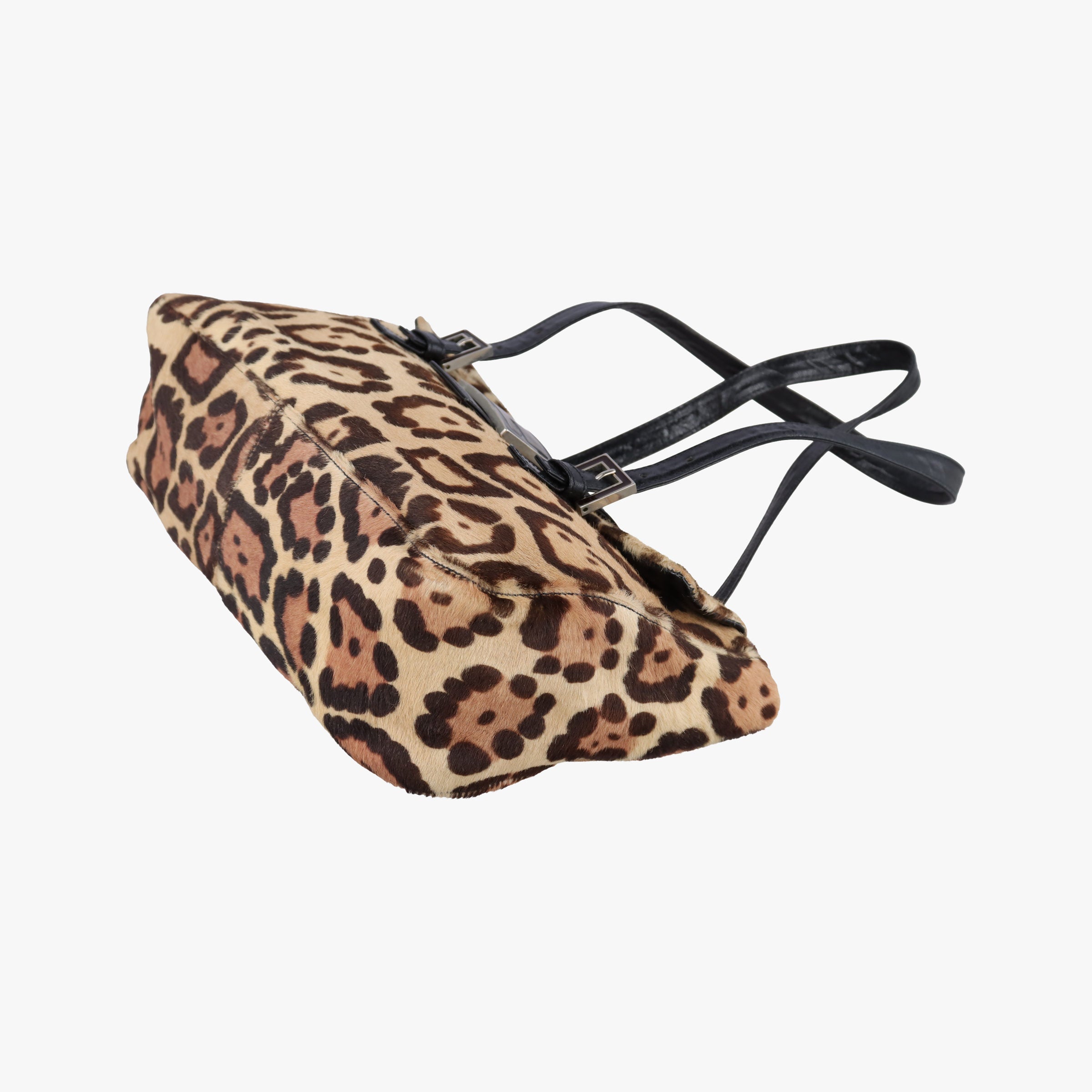 Pre-owned Fendi Mamma Baguette Leopard Pattern Beige x Brown x Black ponyhair 230823 shoulderbag | stylenewstar