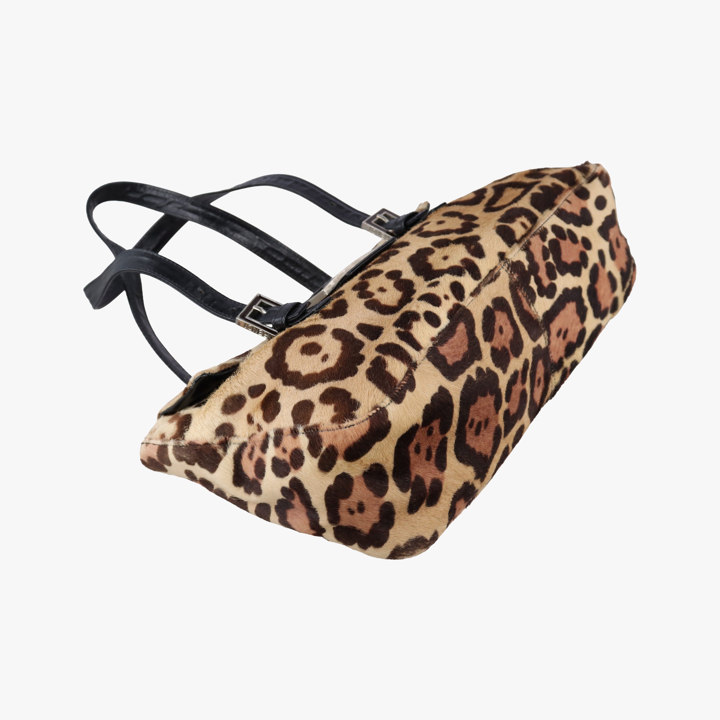 Pre-owned Fendi Mamma Baguette Leopard Pattern Beige x Brown x Black ponyhair 230823 shoulderbag | stylenewstar