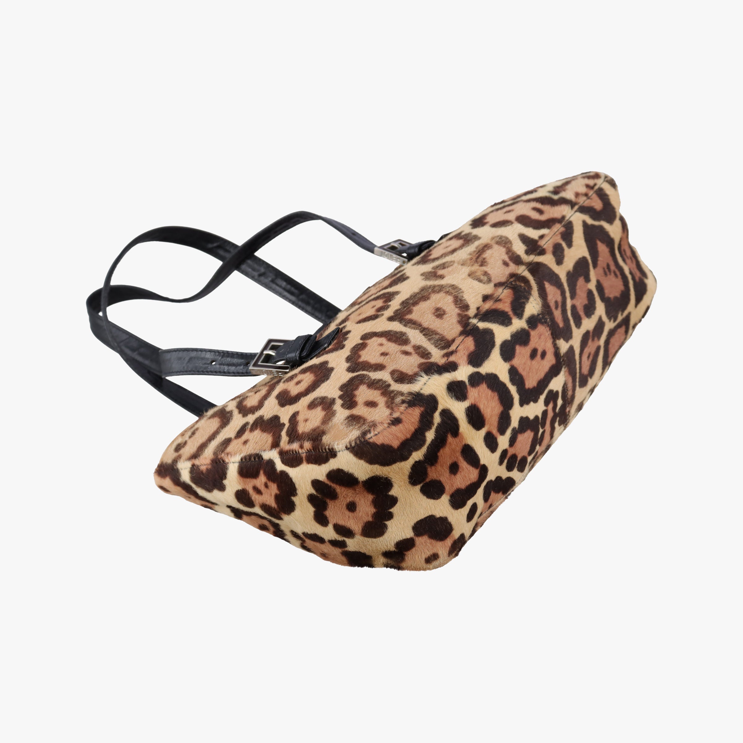 Pre-owned Fendi Mamma Baguette Leopard Pattern Beige x Brown x Black ponyhair 230823 shoulderbag | stylenewstar