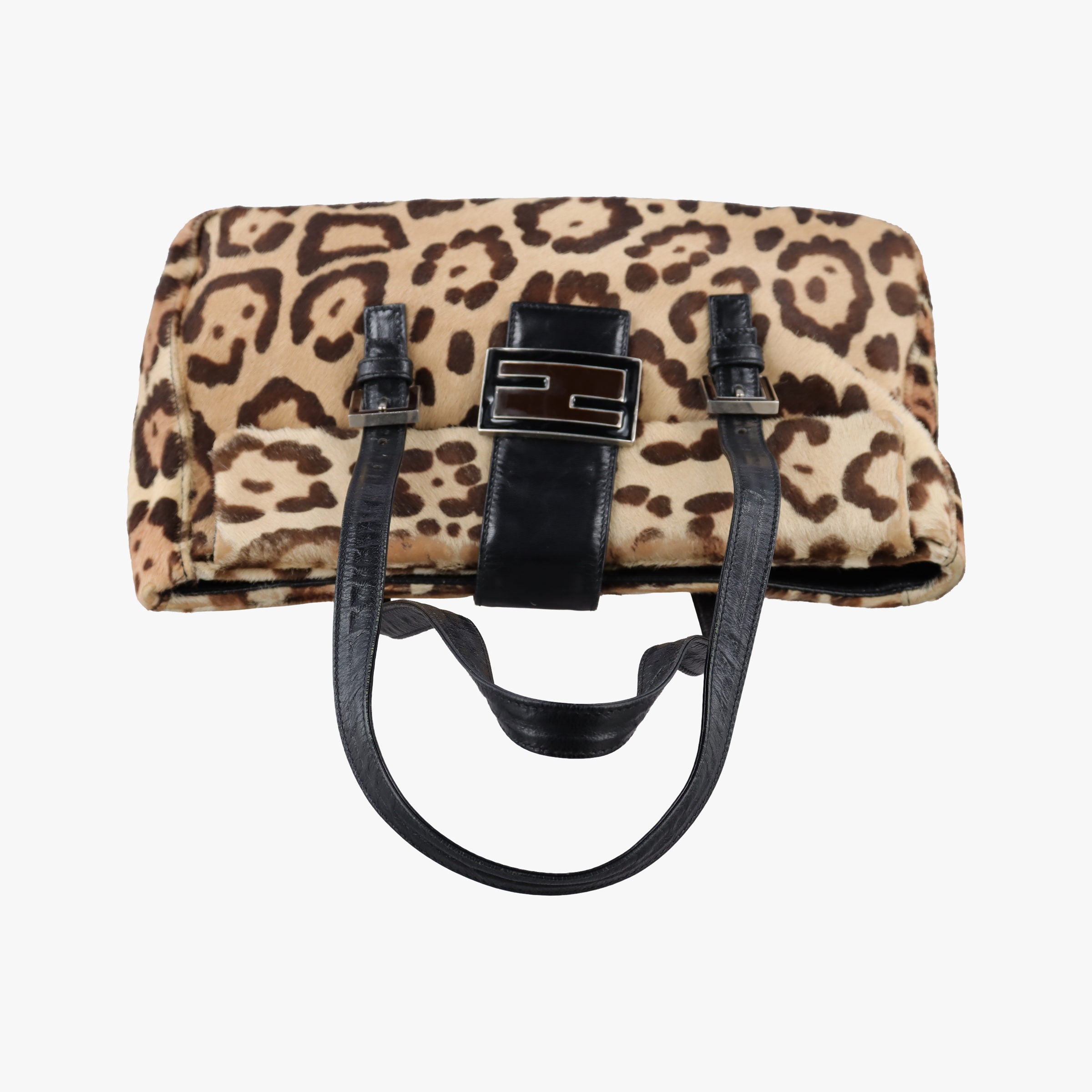 Pre-owned Fendi Mamma Baguette Leopard Pattern Beige x Brown x Black ponyhair 230823 shoulderbag | stylenewstar