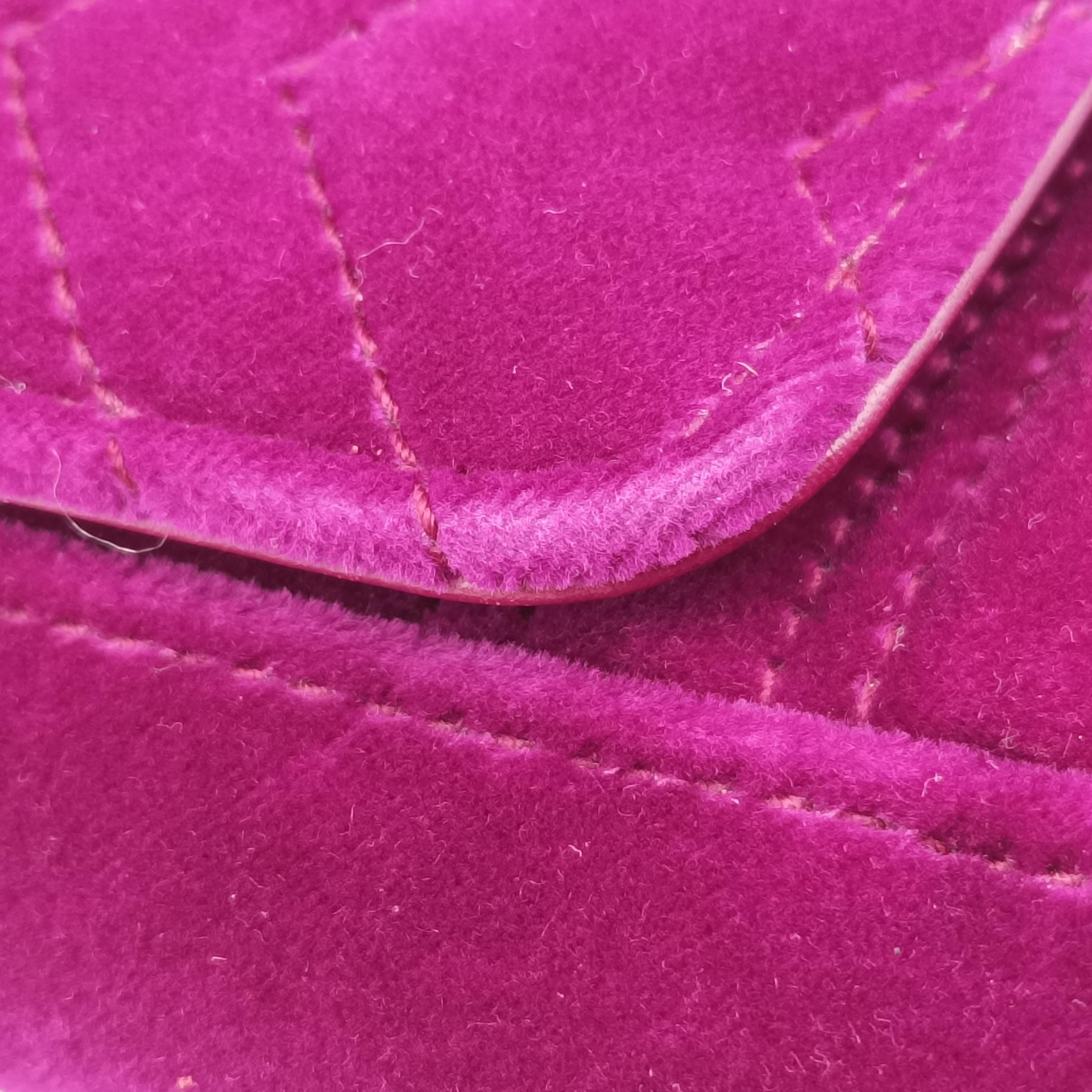 Pre-owned Gucci GG Marmont Purple×Multicolour velour 443496 shoulderbag | stylenewstar
