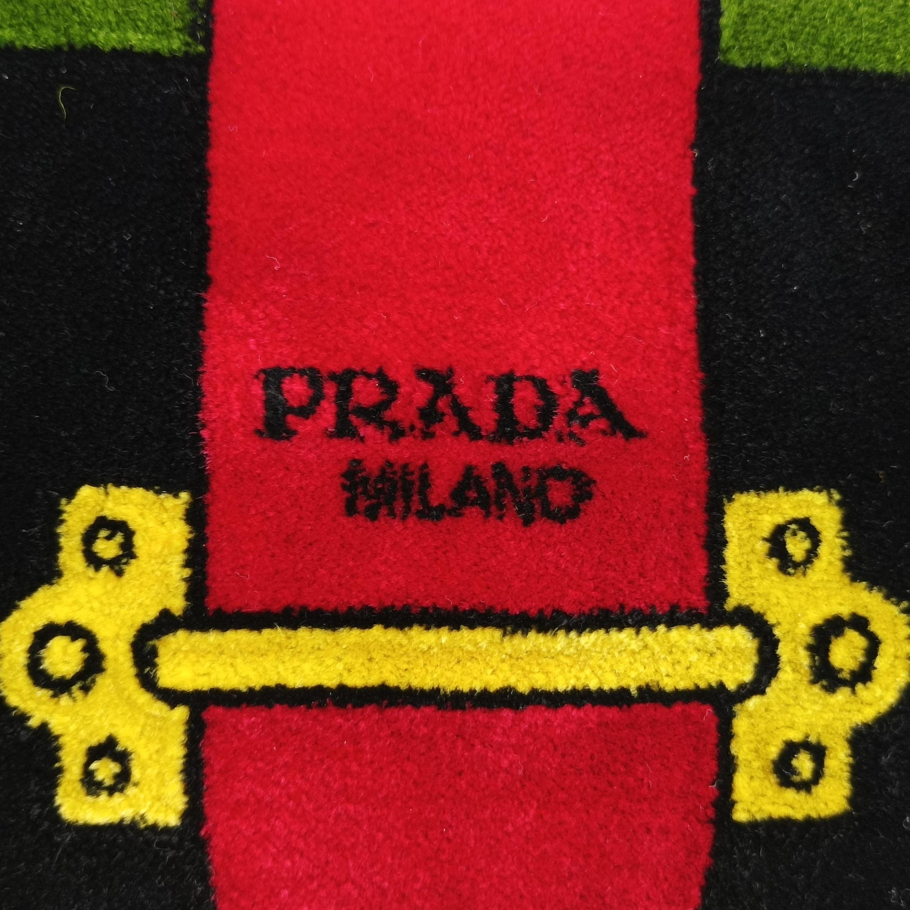 Secondhand Prada Cahier Green×Multicolour velour 1BD075 shoulderbag | stylenewstar