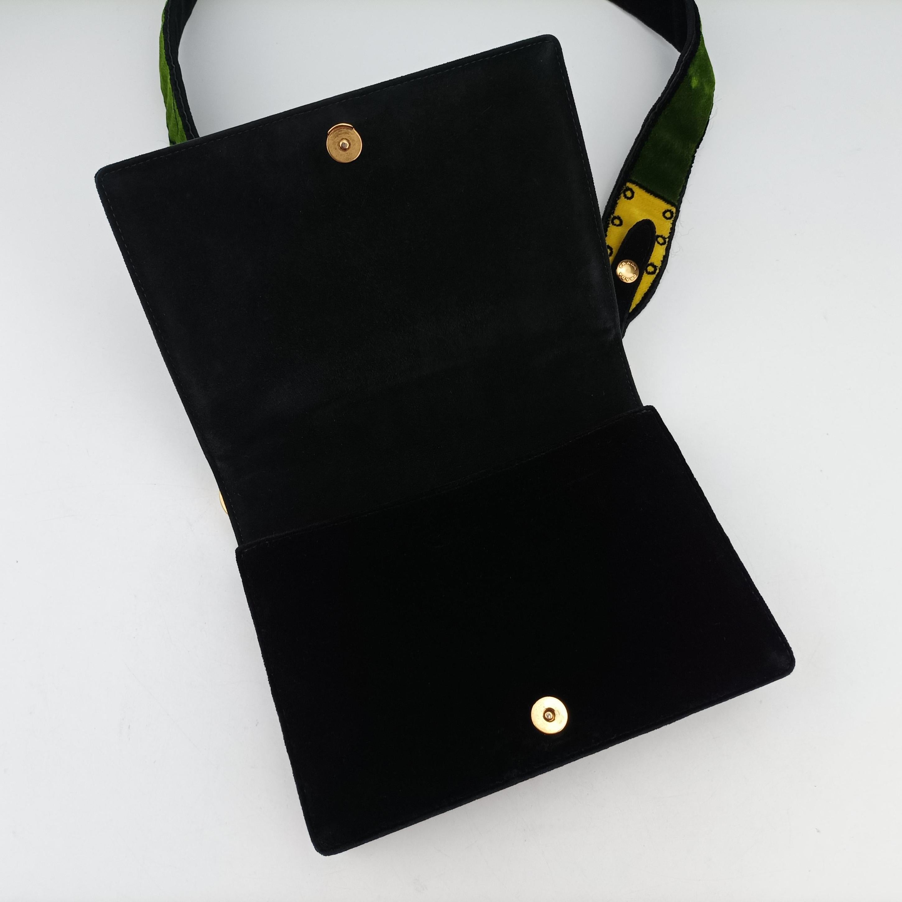 Secondhand Prada Cahier Green×Multicolour velour 1BD075 shoulderbag | stylenewstar