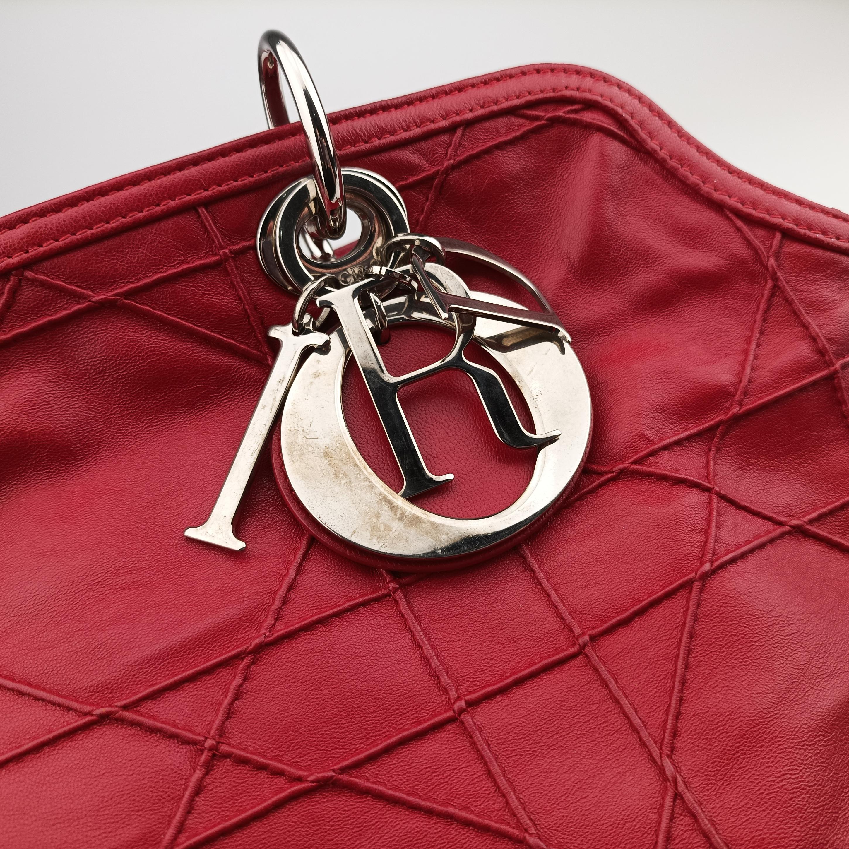 Pre-owned Christian Dior granville Red lambskin  shoulderbag | stylenewstar