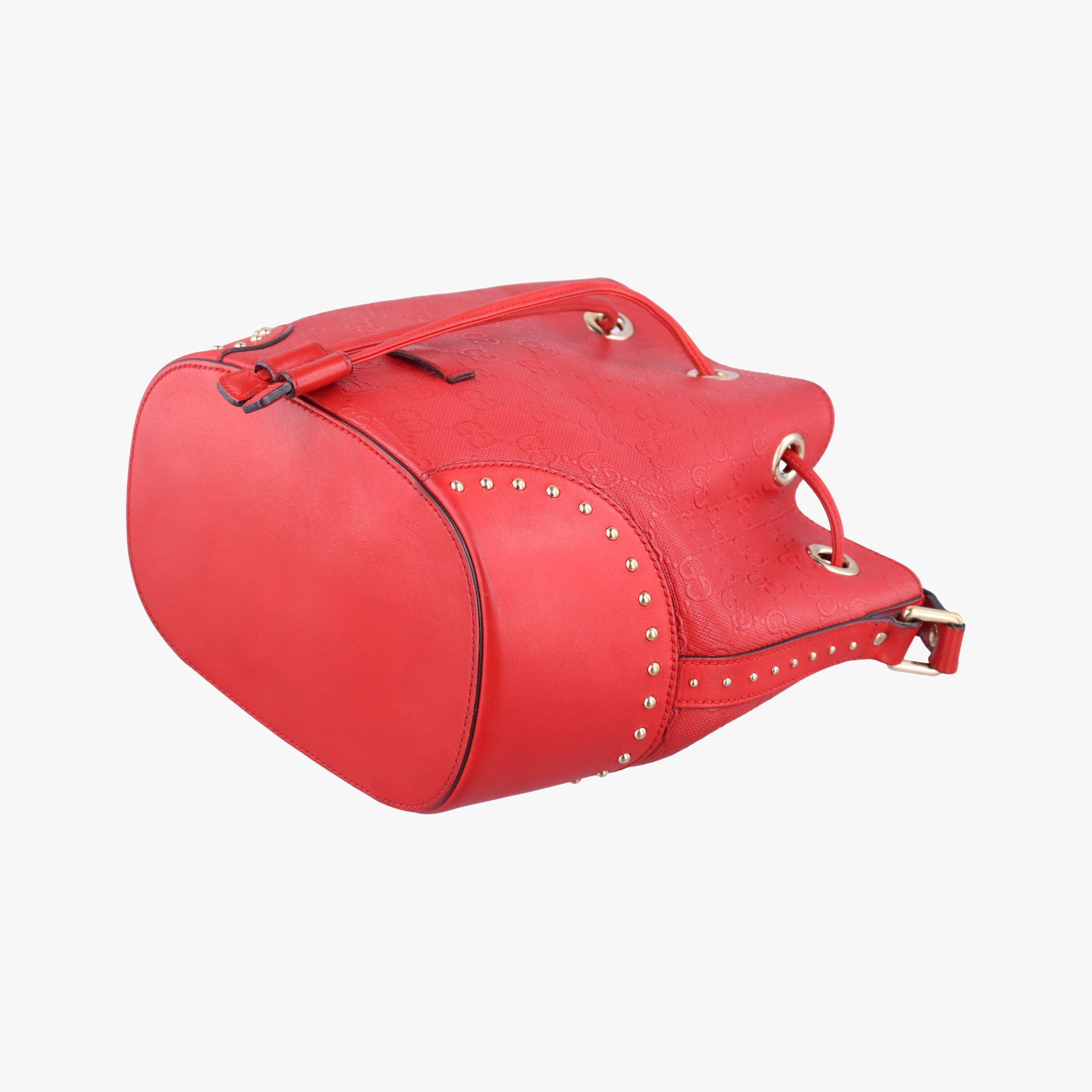 Pre-owned Gucci Bright Diamante Bucket Red Leather 354229 shoulderbag | stylenewstar