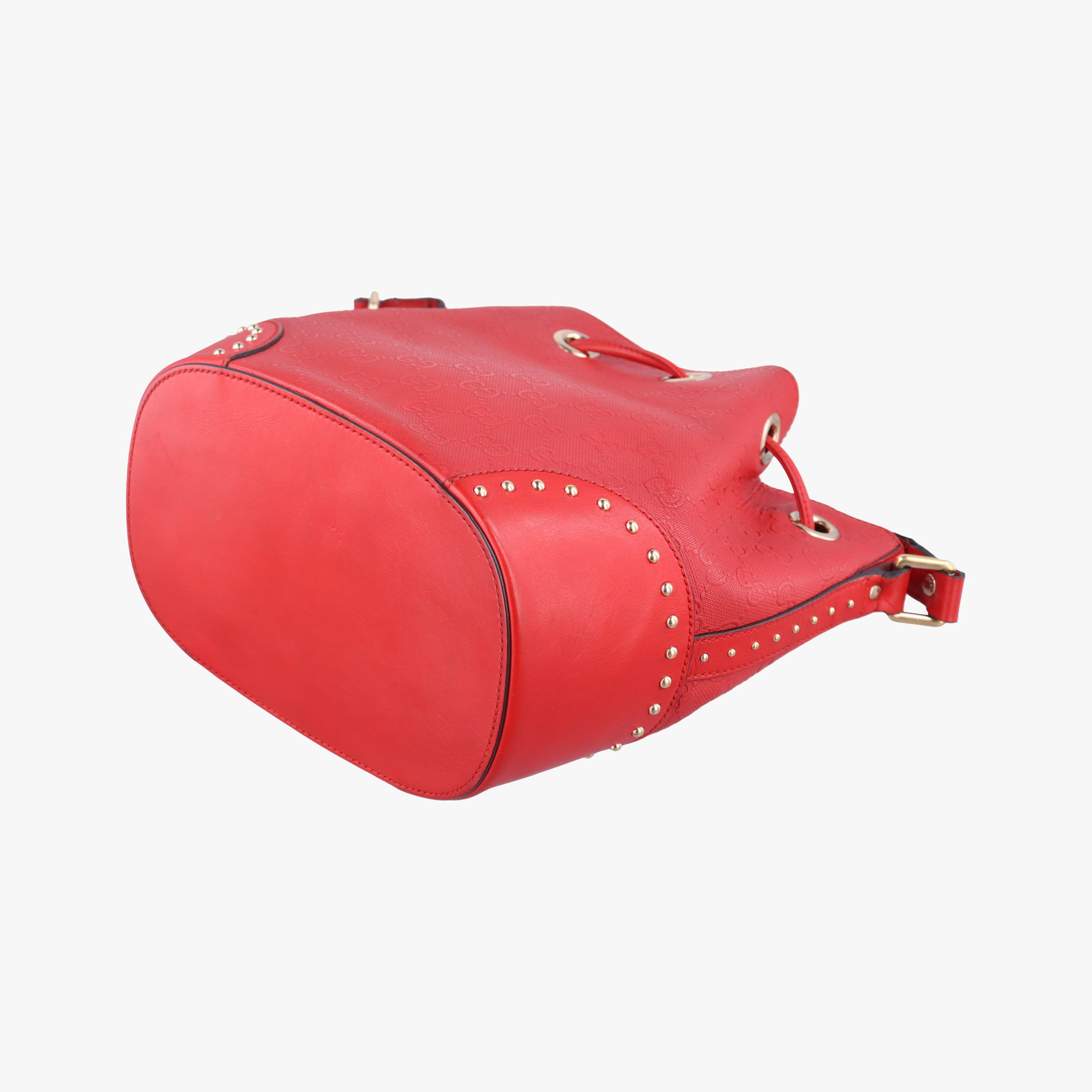 Pre-owned Gucci Bright Diamante Bucket Red Leather 354229 shoulderbag | stylenewstar