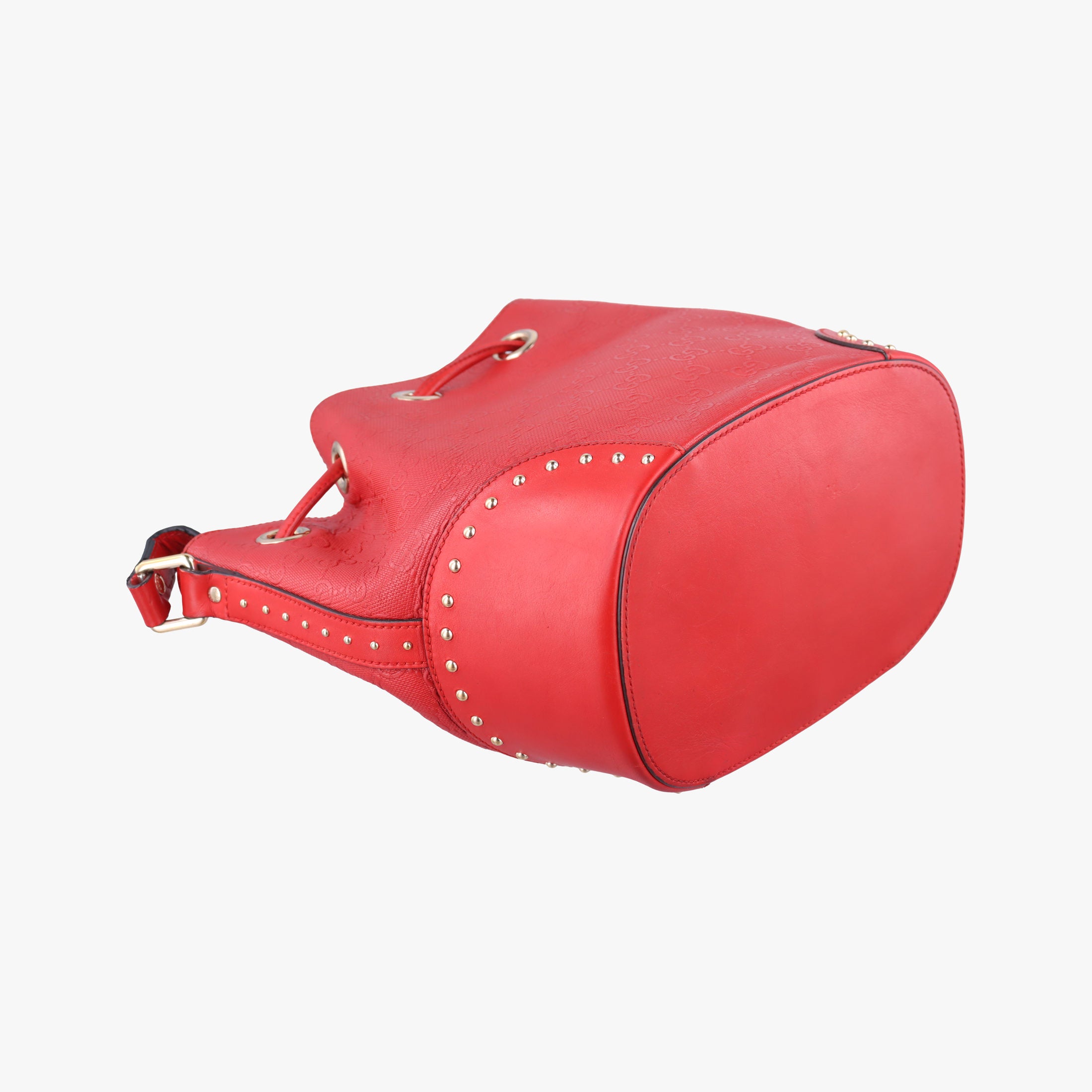 Pre-owned Gucci Bright Diamante Bucket Red Leather 354229 shoulderbag | stylenewstar
