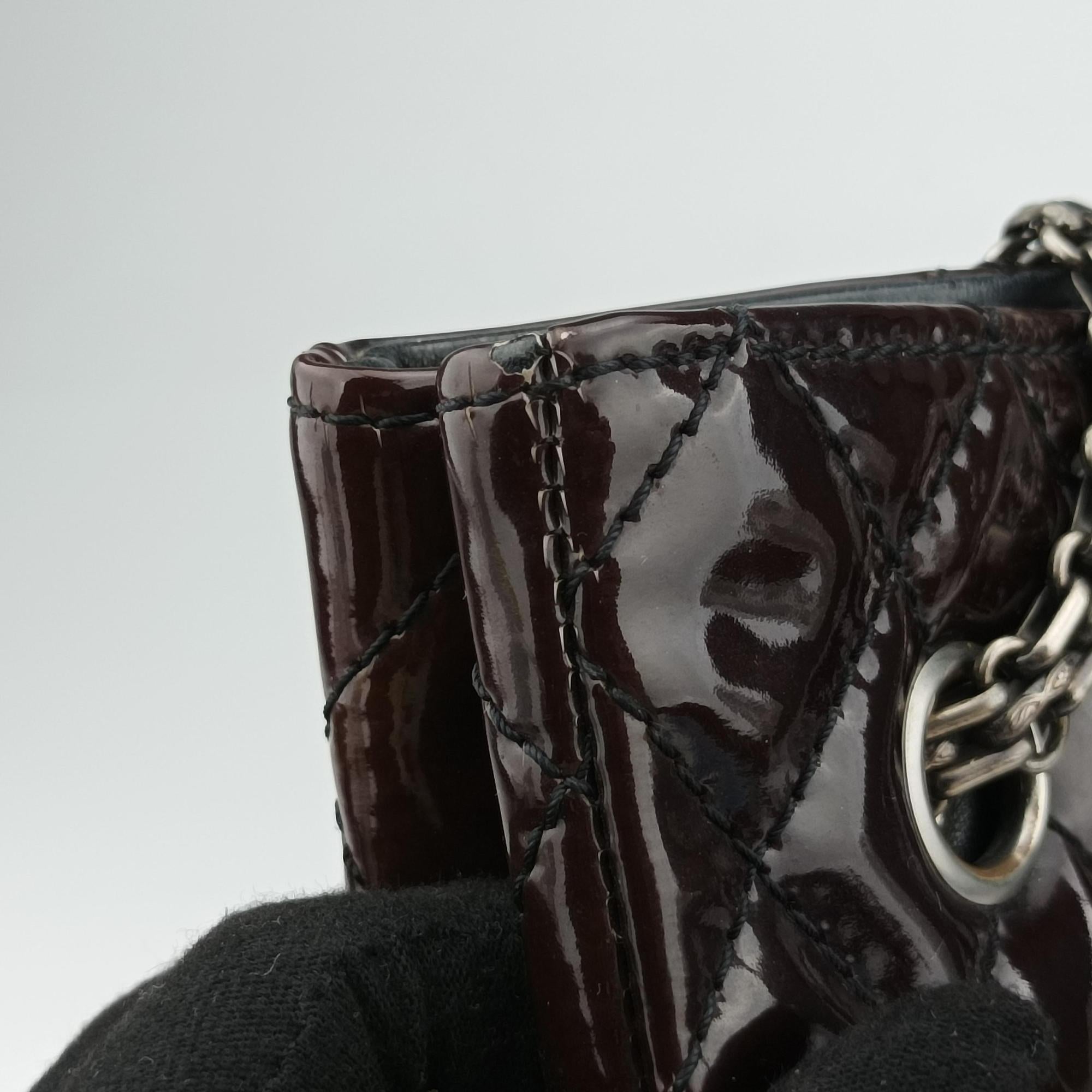 Pre-owned Chanel Matelasse 2.55 Shopper tote Brown Patent A50976 shoulderbag | stylenewstar