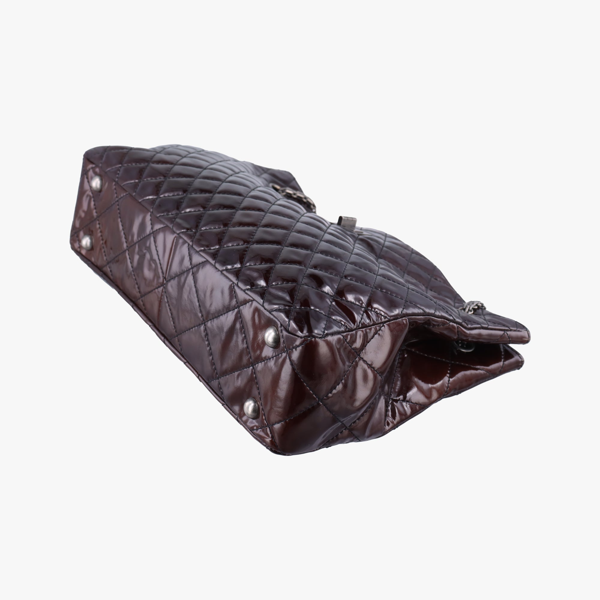 Pre-owned Chanel Matelasse 2.55 Shopper tote Brown Patent A50976 shoulderbag | stylenewstar