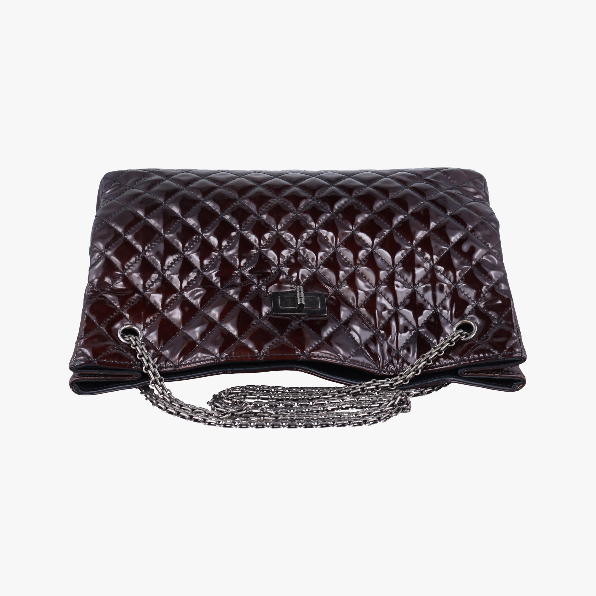 Pre-owned Chanel Matelasse 2.55 Shopper tote Brown Patent A50976 shoulderbag | stylenewstar