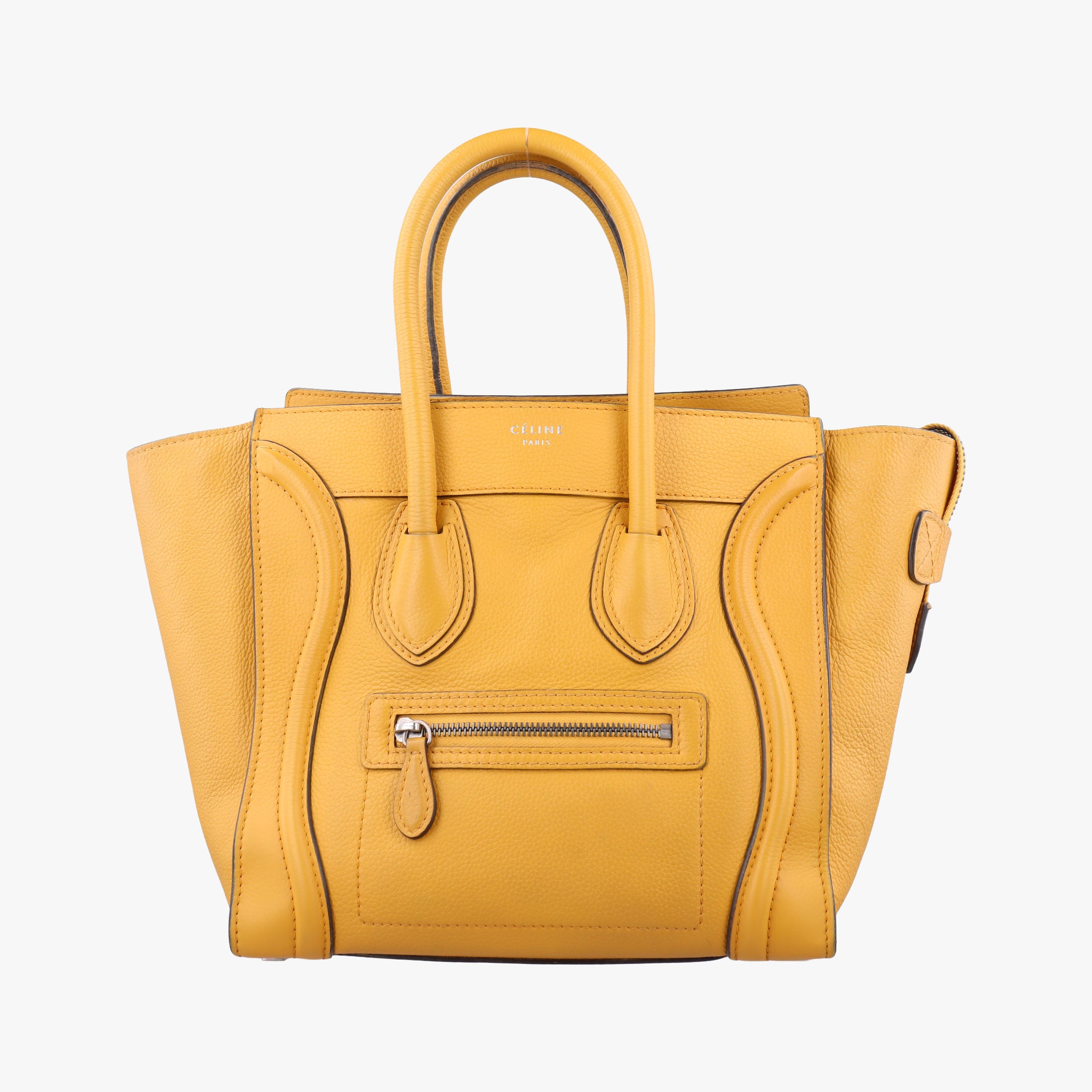 Pre-owned Celine Luggage Micro shopper Yellow Leather  handbag | stylenewstar